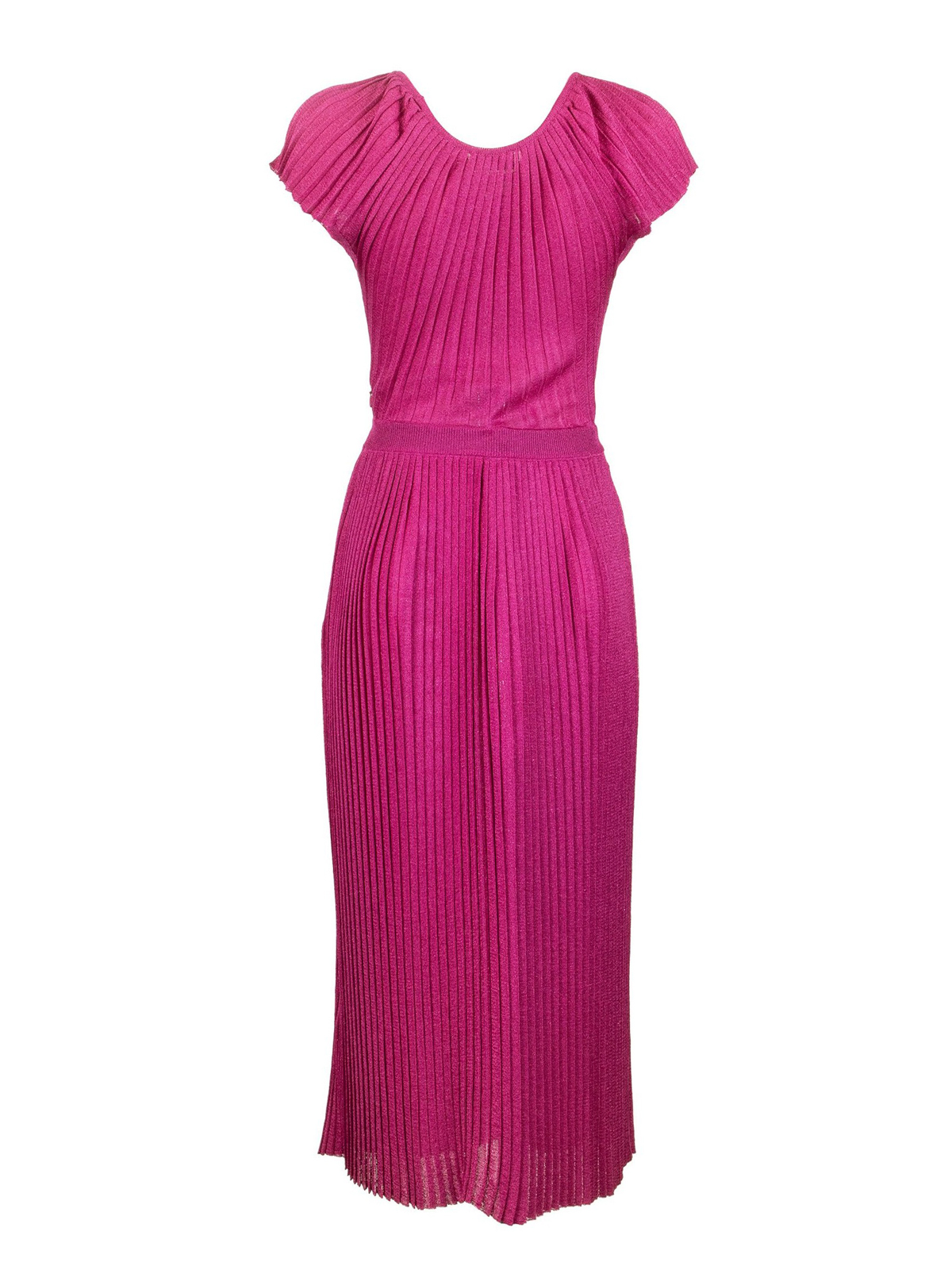 Elisabetta Franchi Cut-out pleated dress - Fuchsia|AM82S02E2V85