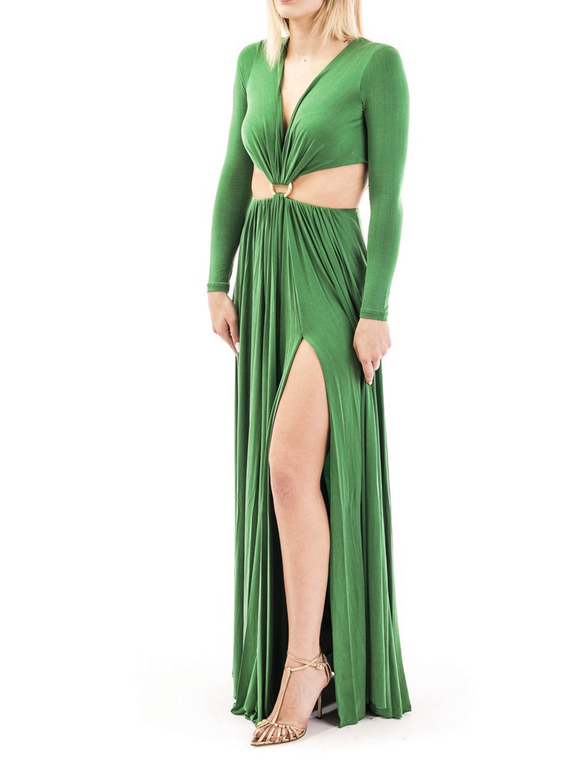 Elisabetta Franchi Cut-out long dress - Green|AB23501E2124