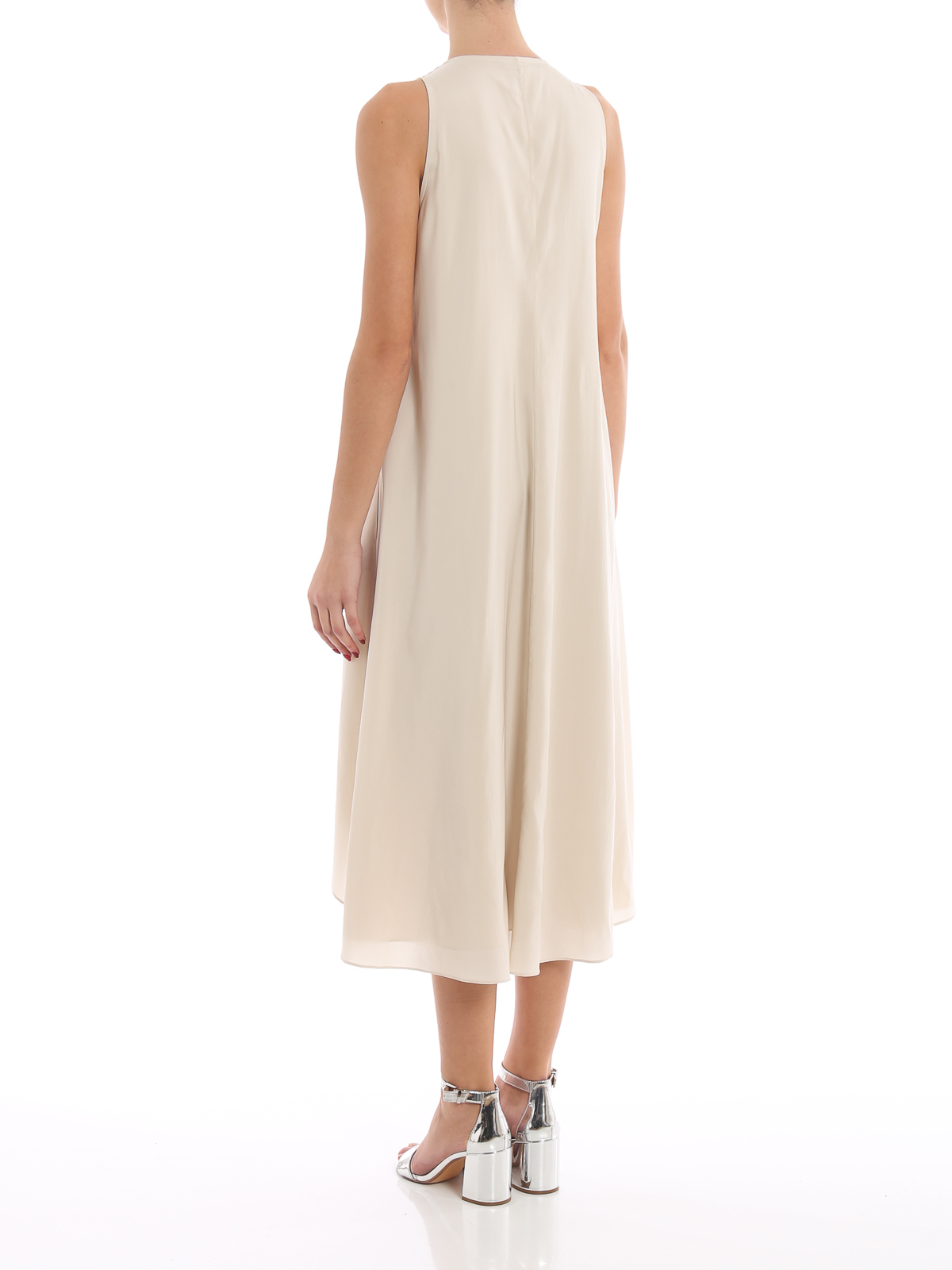 Cocktail dresses Brunello Cucinelli - Embellished front silk sleeveless  dress - MF948ADC71CE751