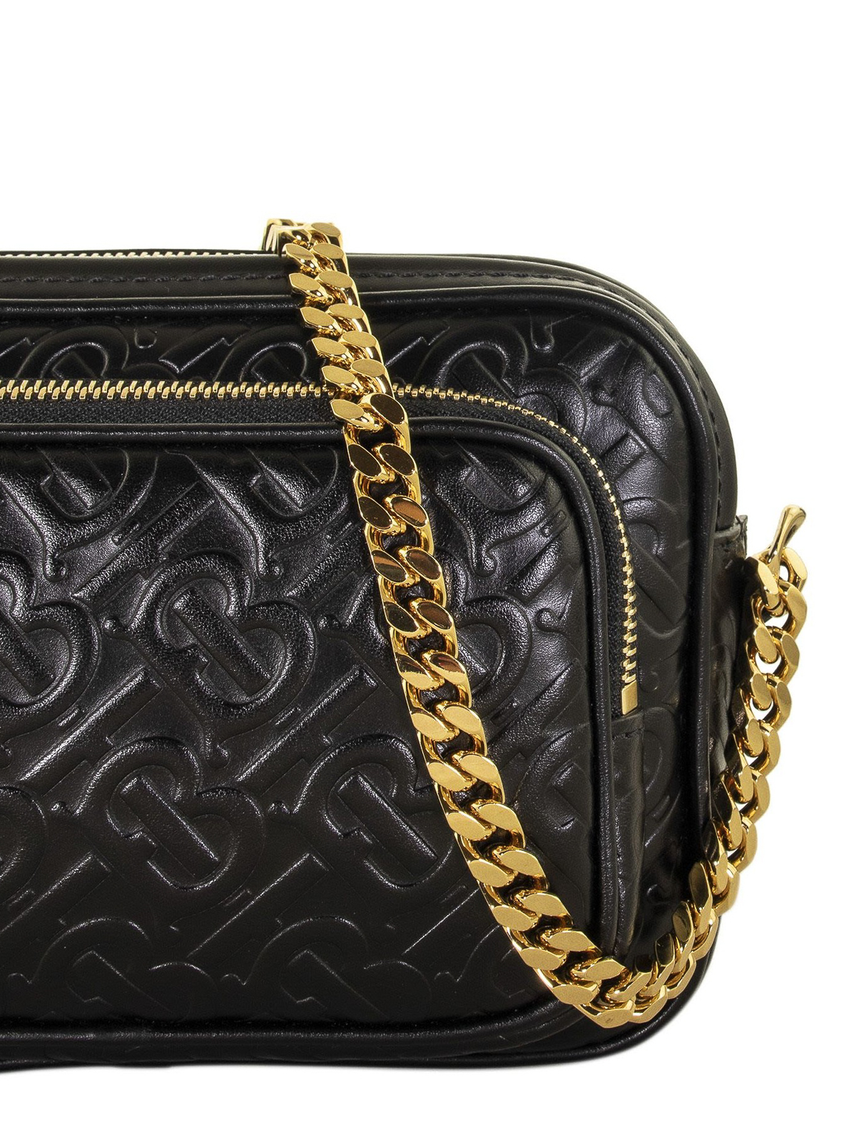 Burberry Embossed monogram leather camera bag - Black|8015241