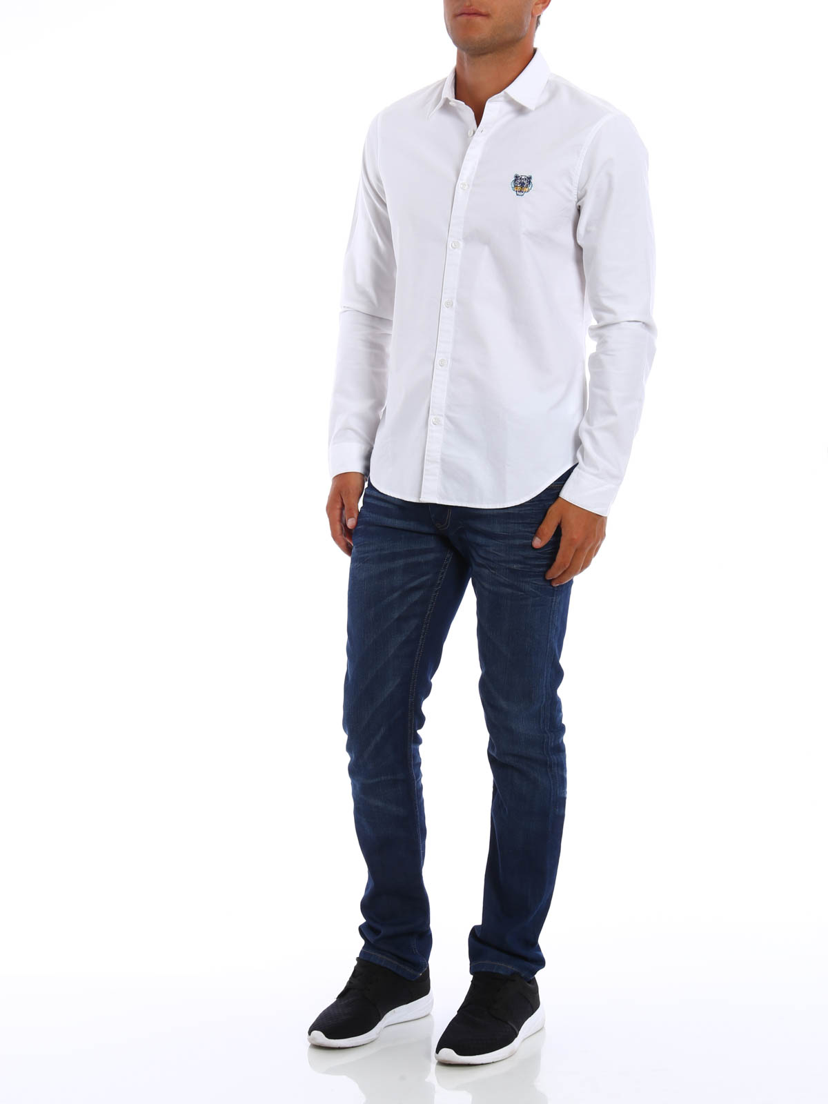 Kenzo Embroidered Tiger oxford shirt - White - Men|F665CH0411LD01