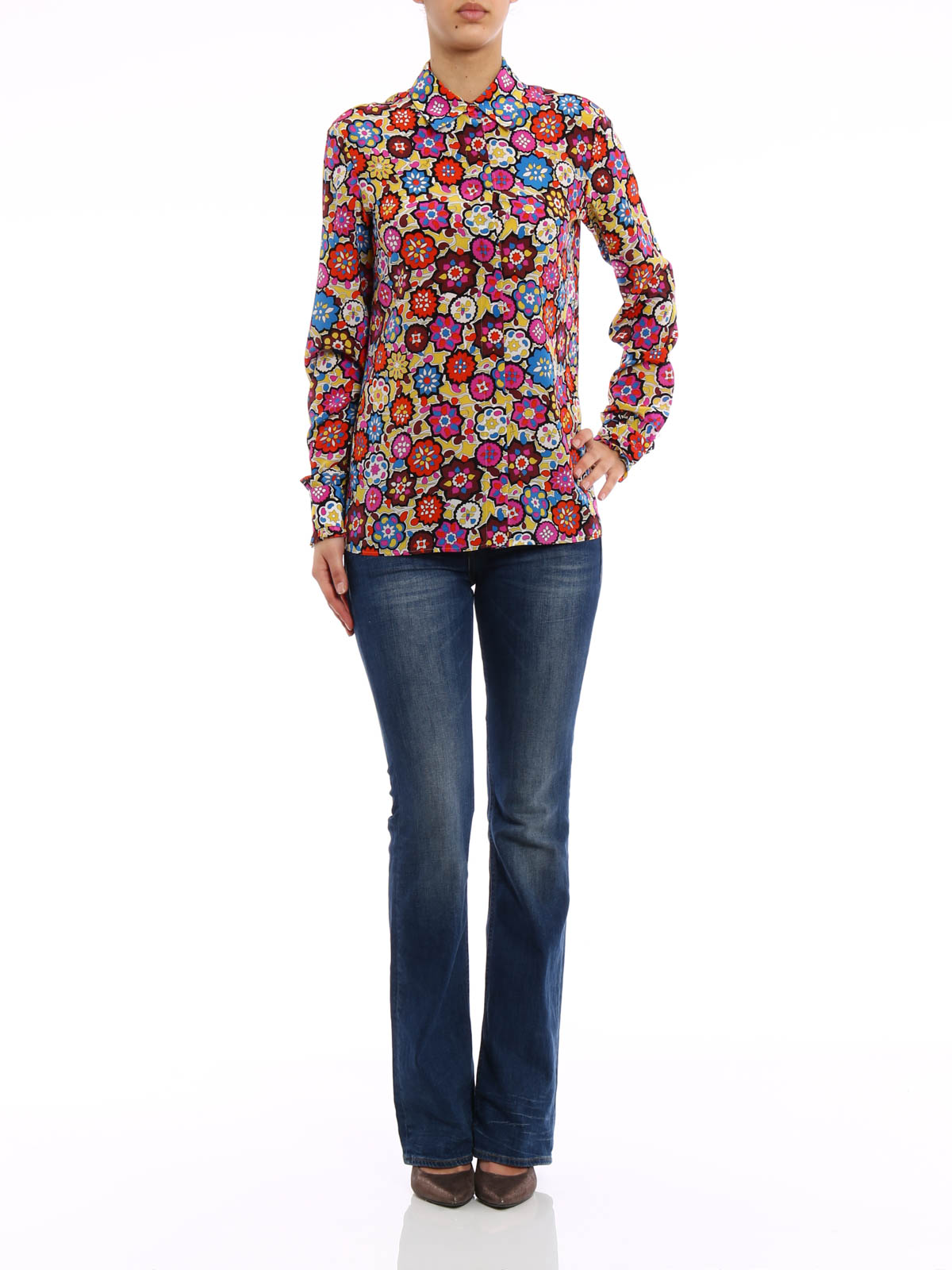 EMILIO PUCCI◆長袖シャツ/40/シルク/マルチカラー/52RJ04 EMILIO PUCCI(エミリオプッチ) / 長袖シャツ/40/シルク/マルチ