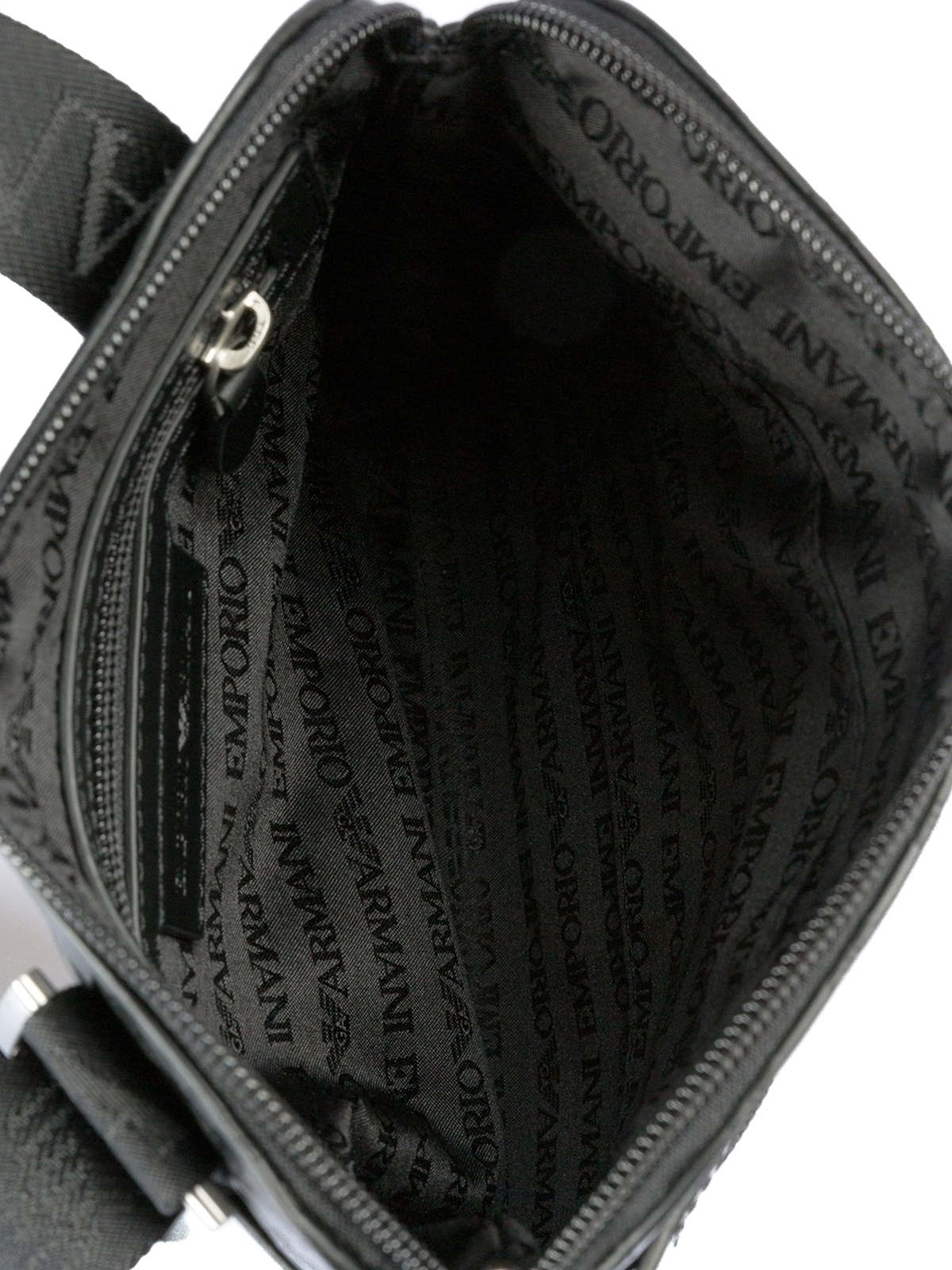 Emporio Armani Pattern Print, Silver, White Logo Printed Crossbody Bag