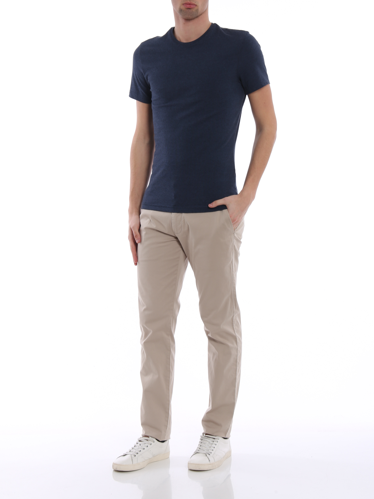 Emporio Armani Beige stretch cotton chino trousers|3Z1P151NEDZ0109