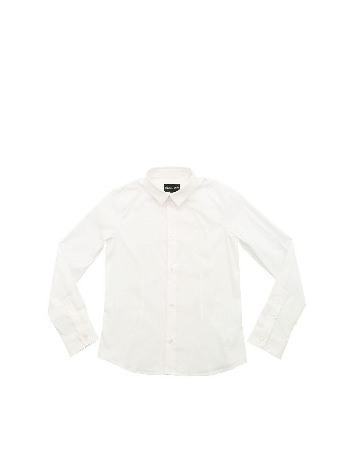 Emporio Armani Kids' White Shirt With Embroidered Logo