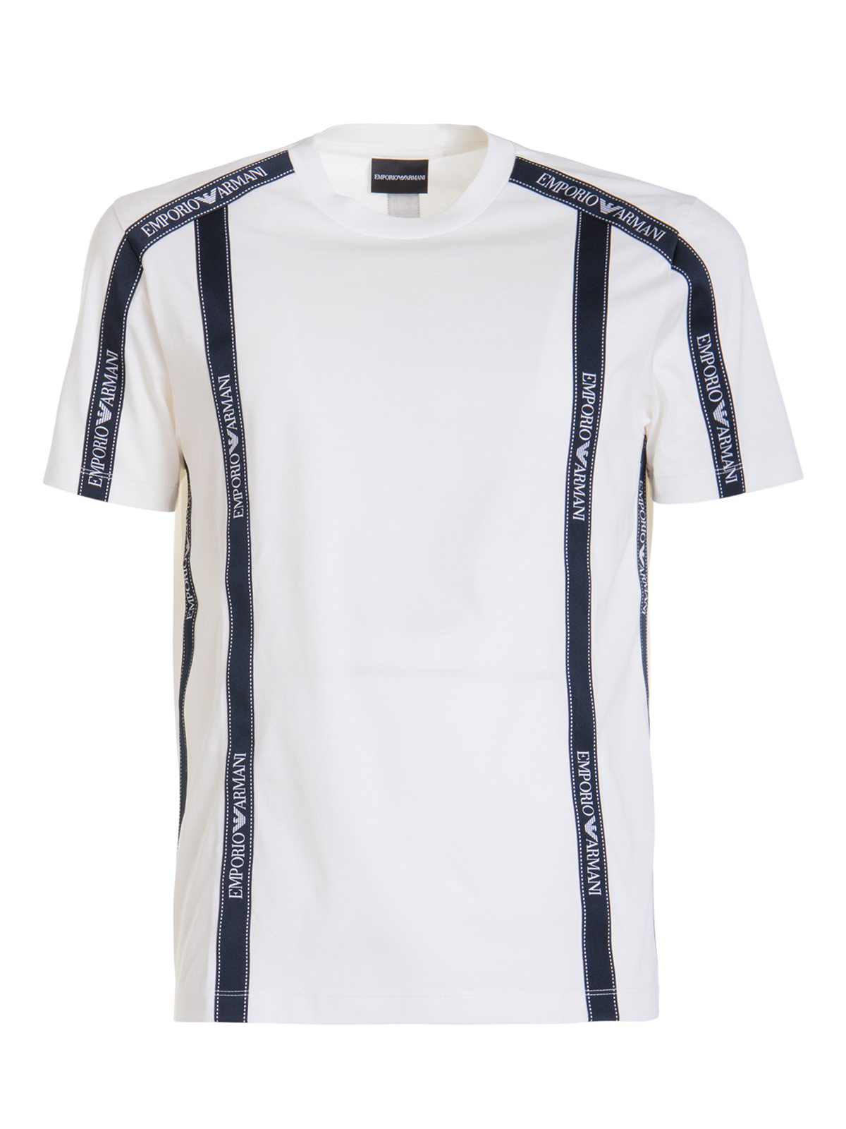 トップス EMPORIO ARMANI tape cotton knit archive Emporio Armani Logo tape cotton T-shirt - White|6H1TG41JTUZ0101