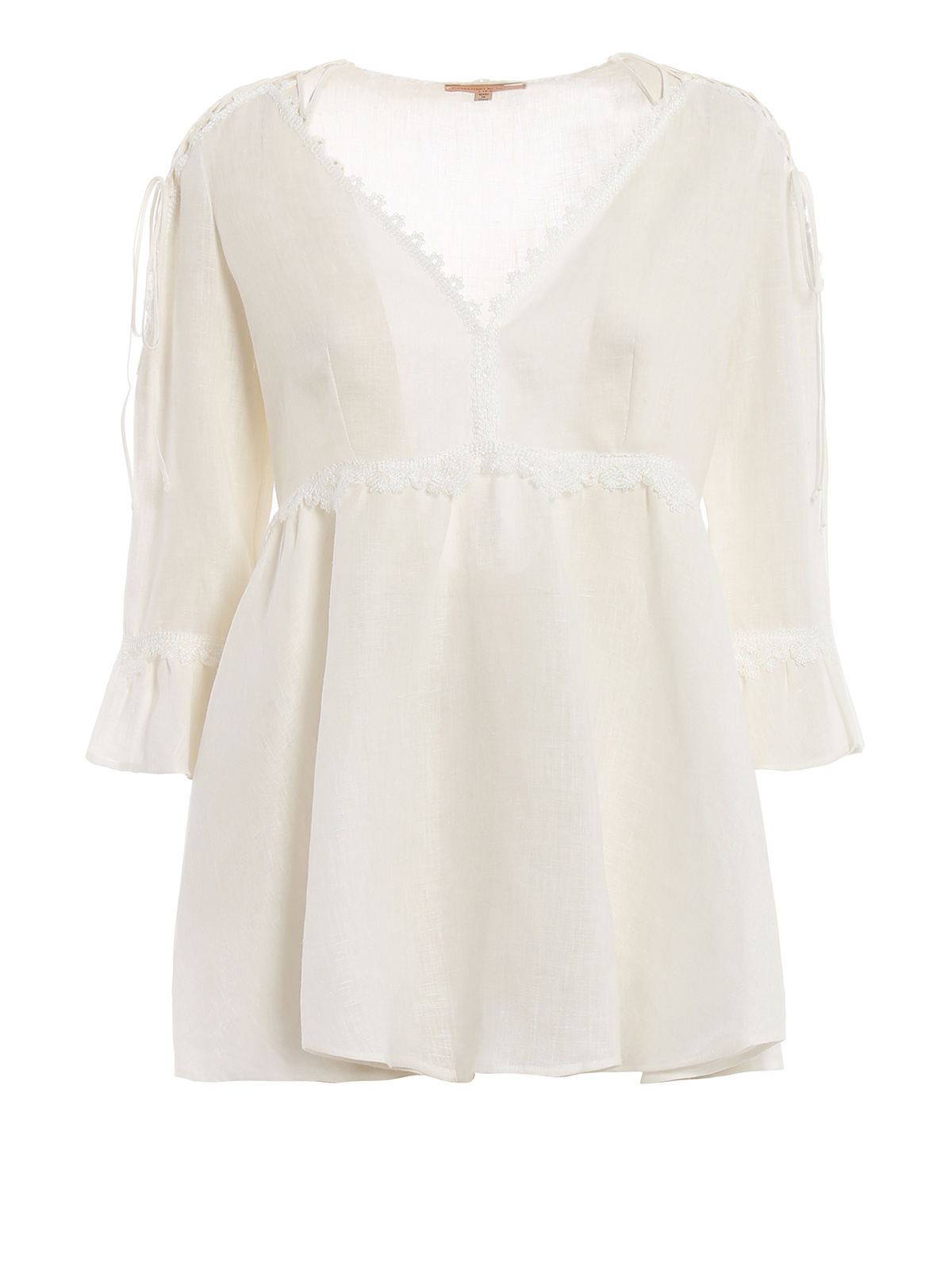Ermanno Scervino Lace trimmed ivory linen kaftan|D344K303LIK10602 Ermanno Scervino Lace trimmed ivory linen kaftan|D344K303LIK10602