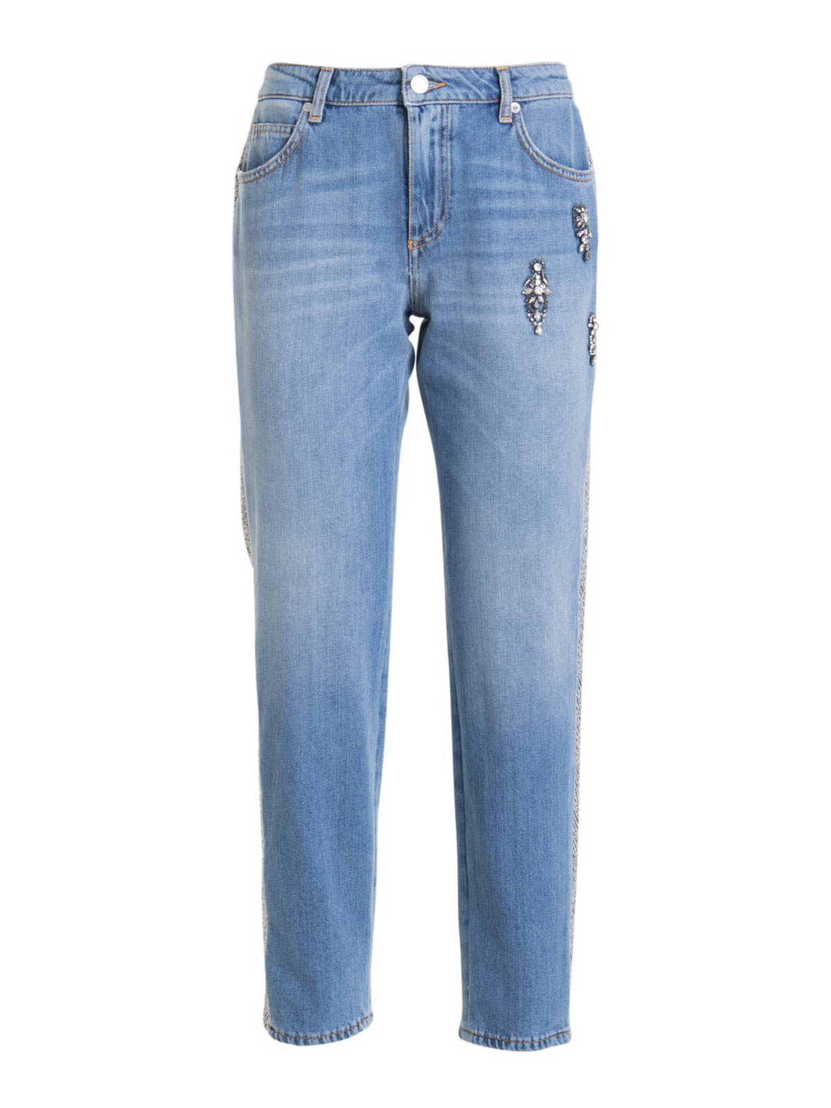 【関税込み】ERMANNO SCERVINO RHINESTONE JEANS Ermanno Scervino Used-Effect Rhinestone-Embellished Denim