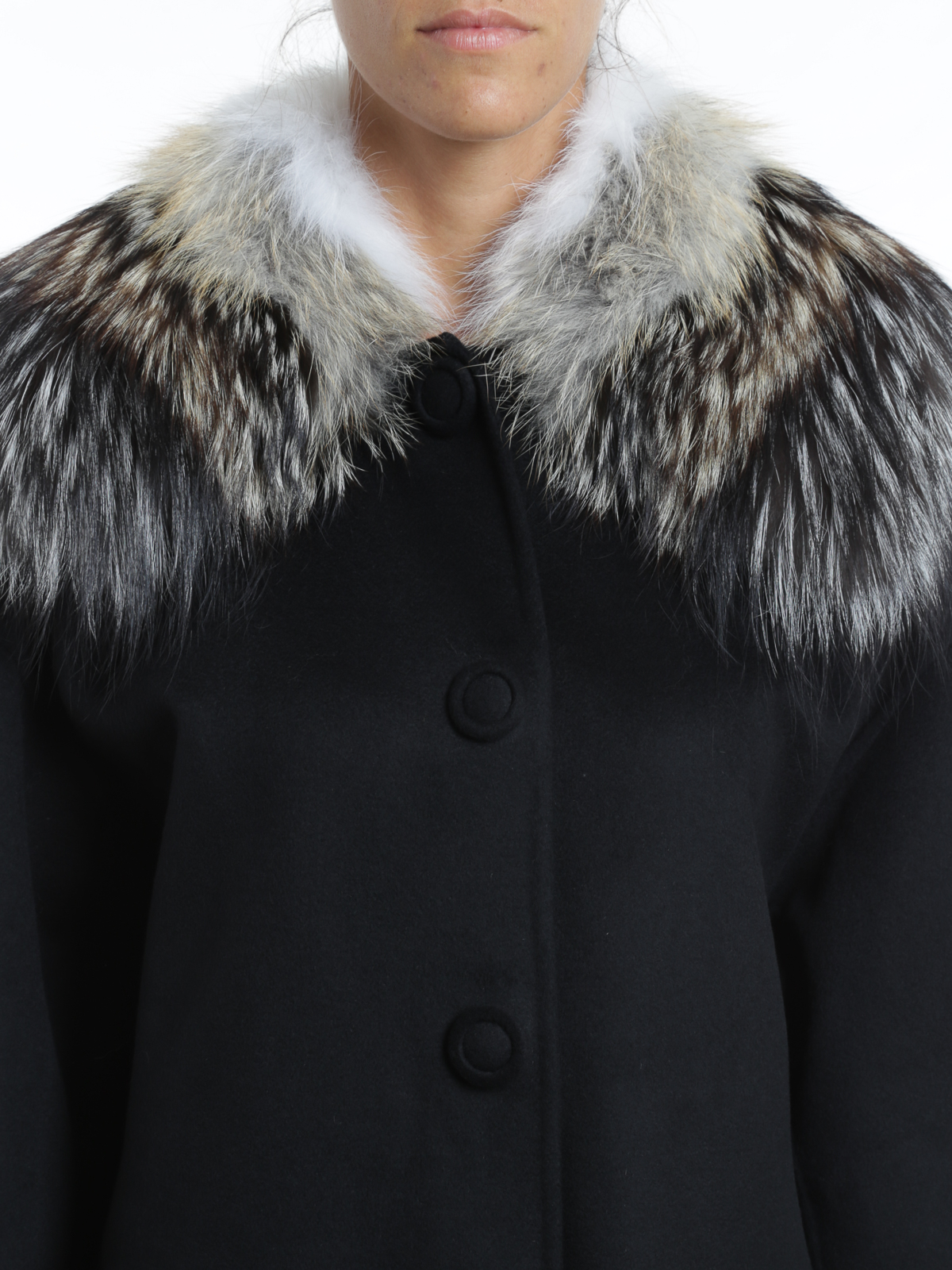 Fox fur collar coat sales