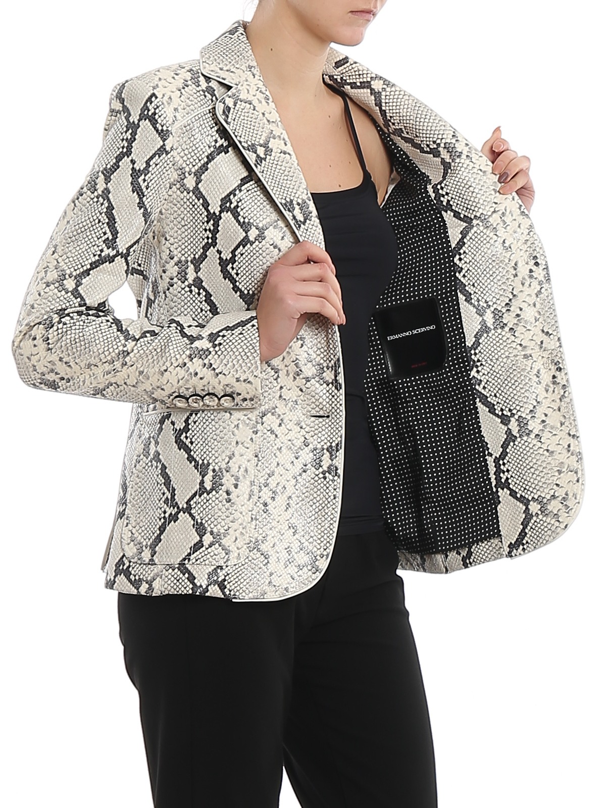 Ermanno Scervino Phyton printed leather blazer