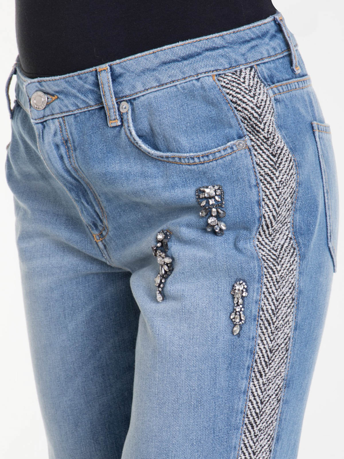 【関税込み】ERMANNO SCERVINO RHINESTONE JEANS Ermanno Scervino Rhinestone detailed jeans - Women