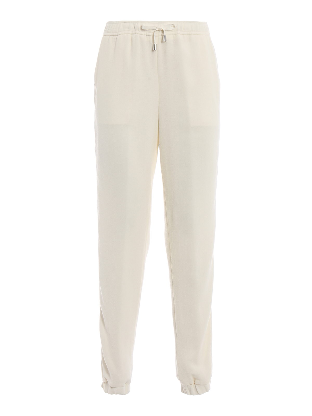 Ermanno Scervino Wool Blend Trousers With Logo Bands In Blanco