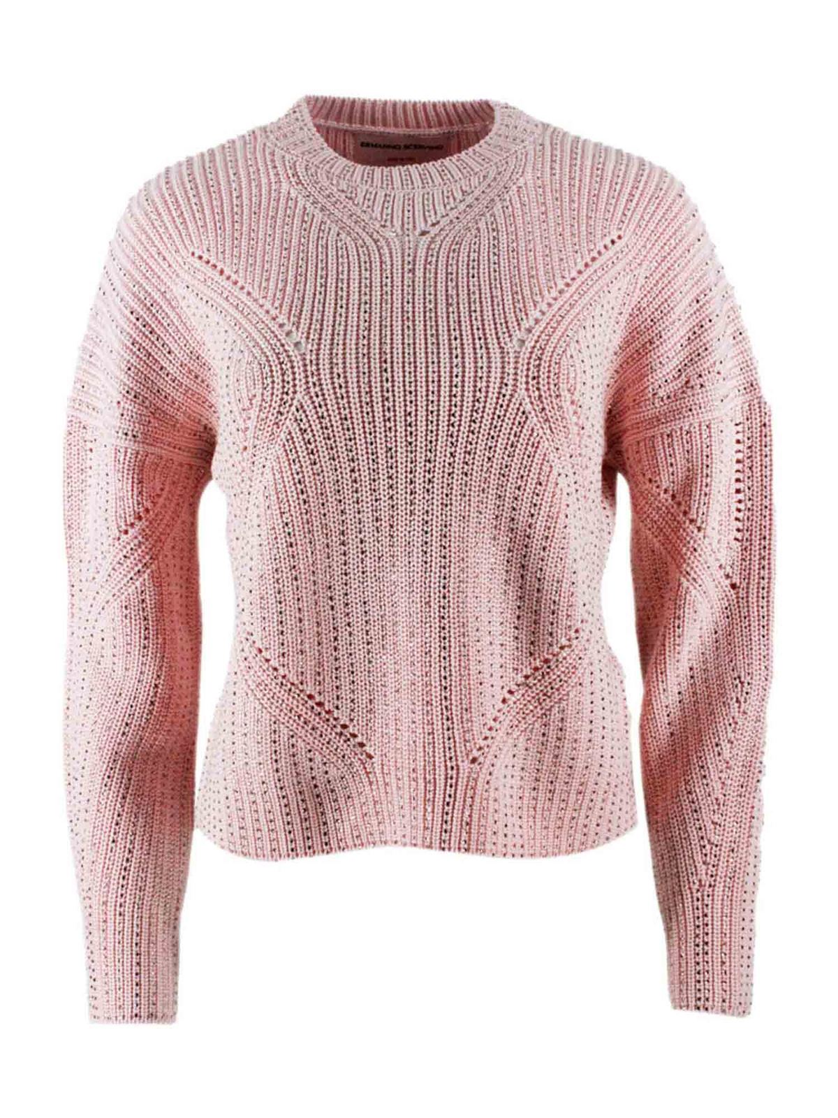 Ermanno Scervino Rhinestones Pullover In Pink