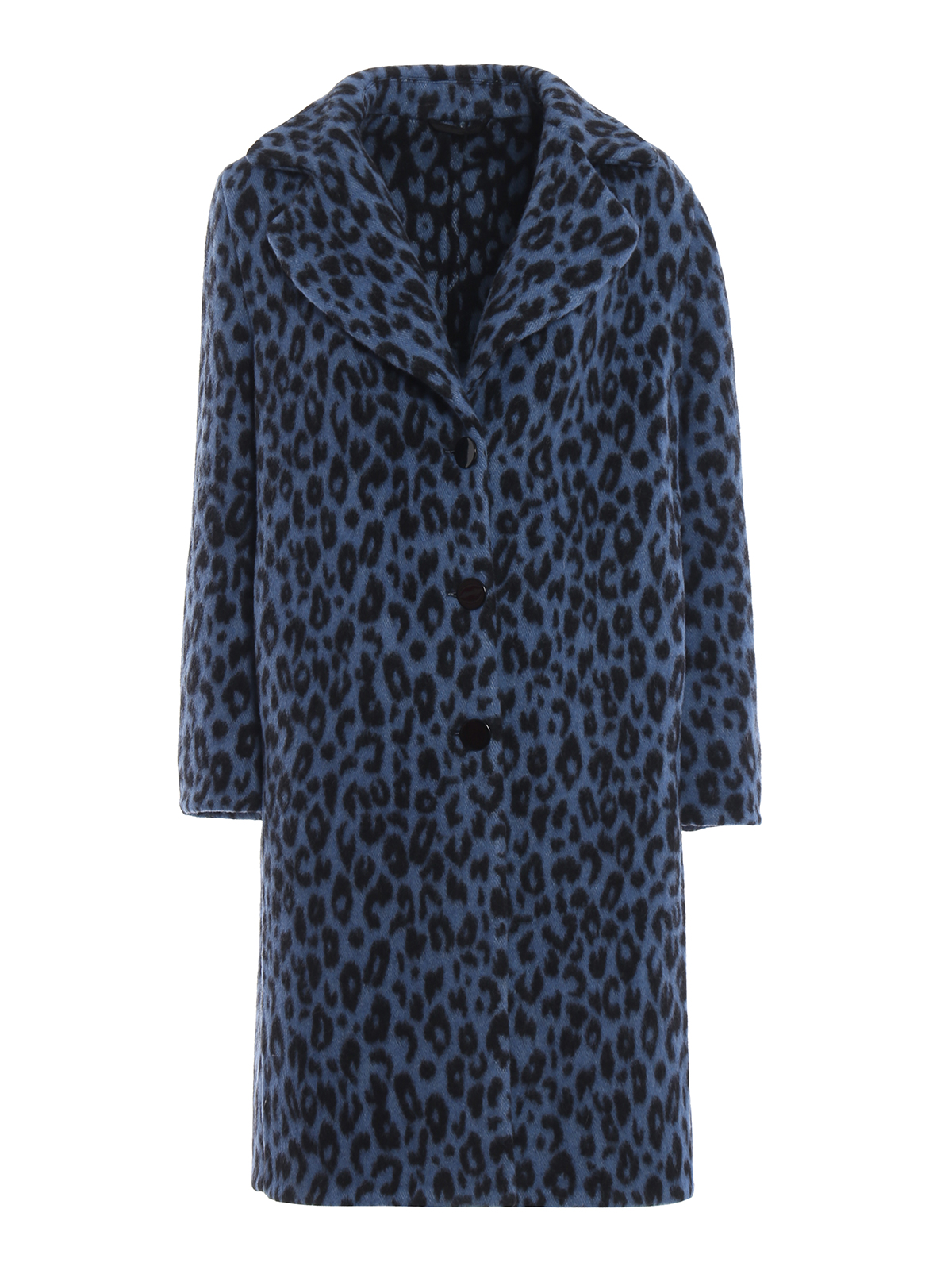Ermanno Scervino Animal print blue wool blend over coat