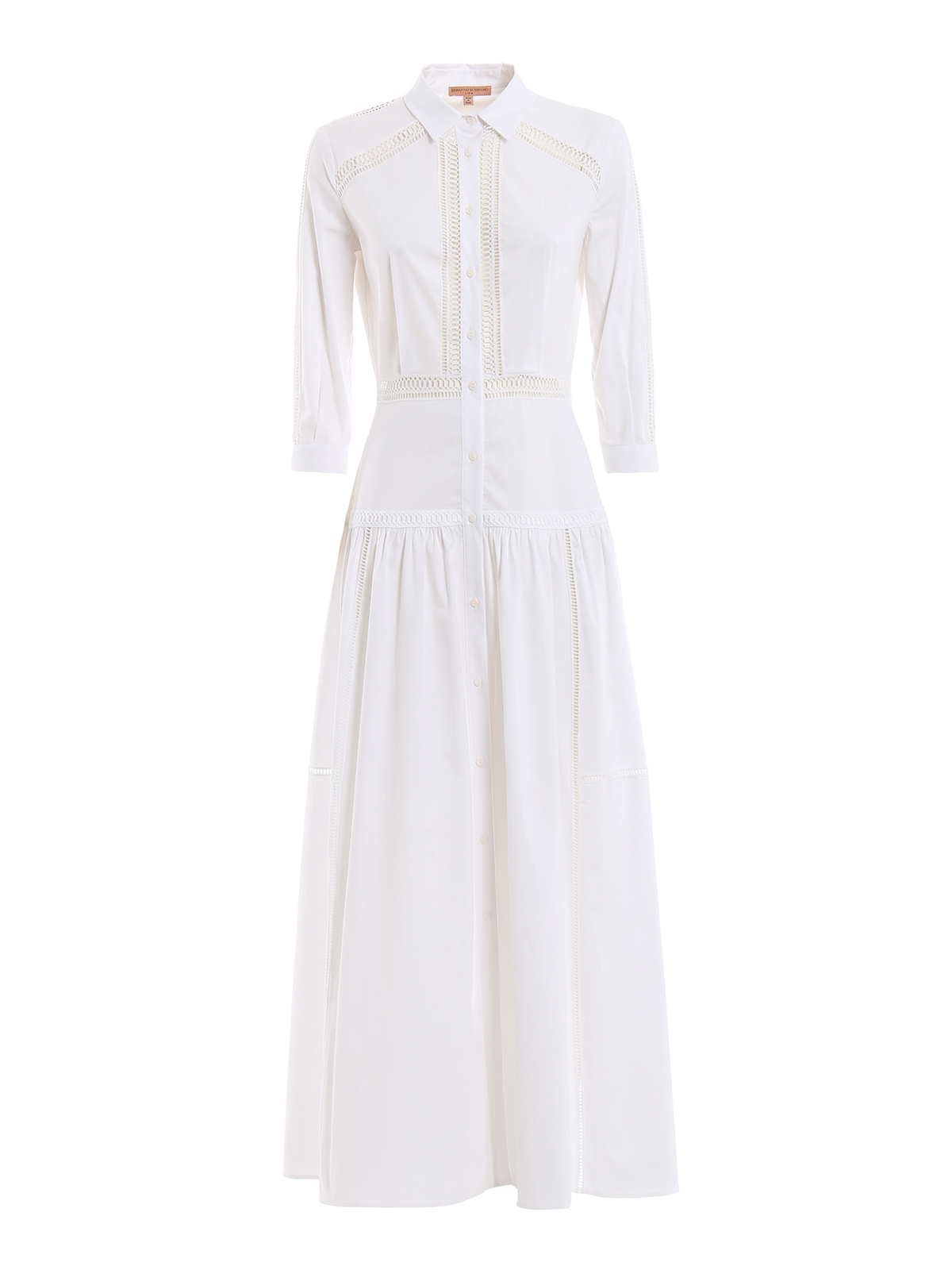 Ermanno Scervino Embroidered cotton poplin long shirt dress|D344K308PKI10601