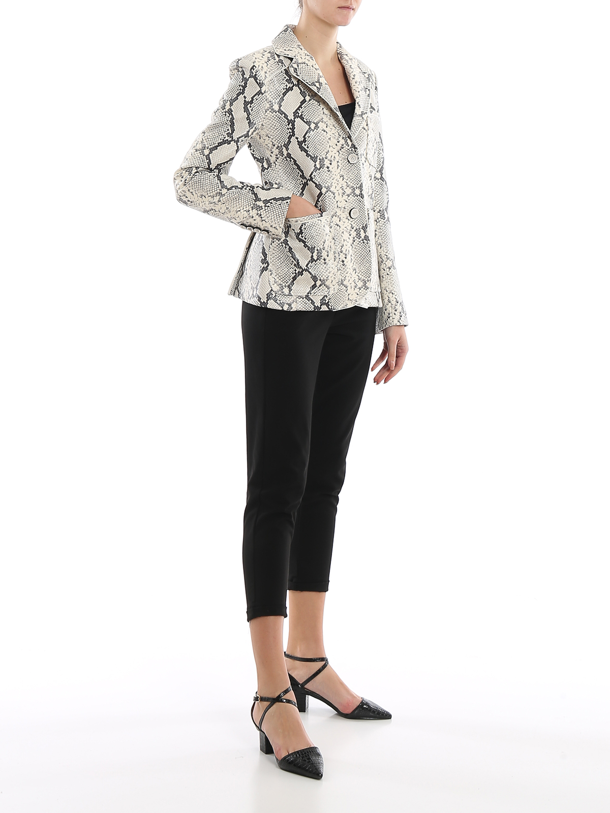 ERMANNO SCERVINO D412Q322FWR51150 関税送料込 Ermanno Scervino Phyton printed leather blazer
