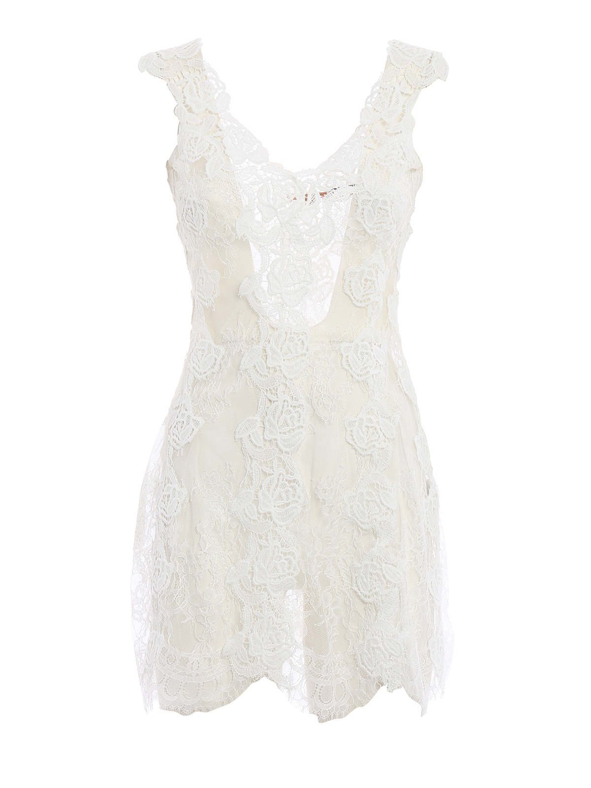Ermanno Scervino Lace and tulle sleeveless dress|568Q261006 Ermanno Scervino Lace and tulle sleeveless dress|568Q261006