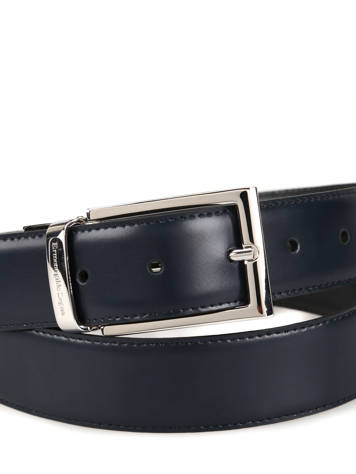 Blue and Black Leather Reversible Belt
