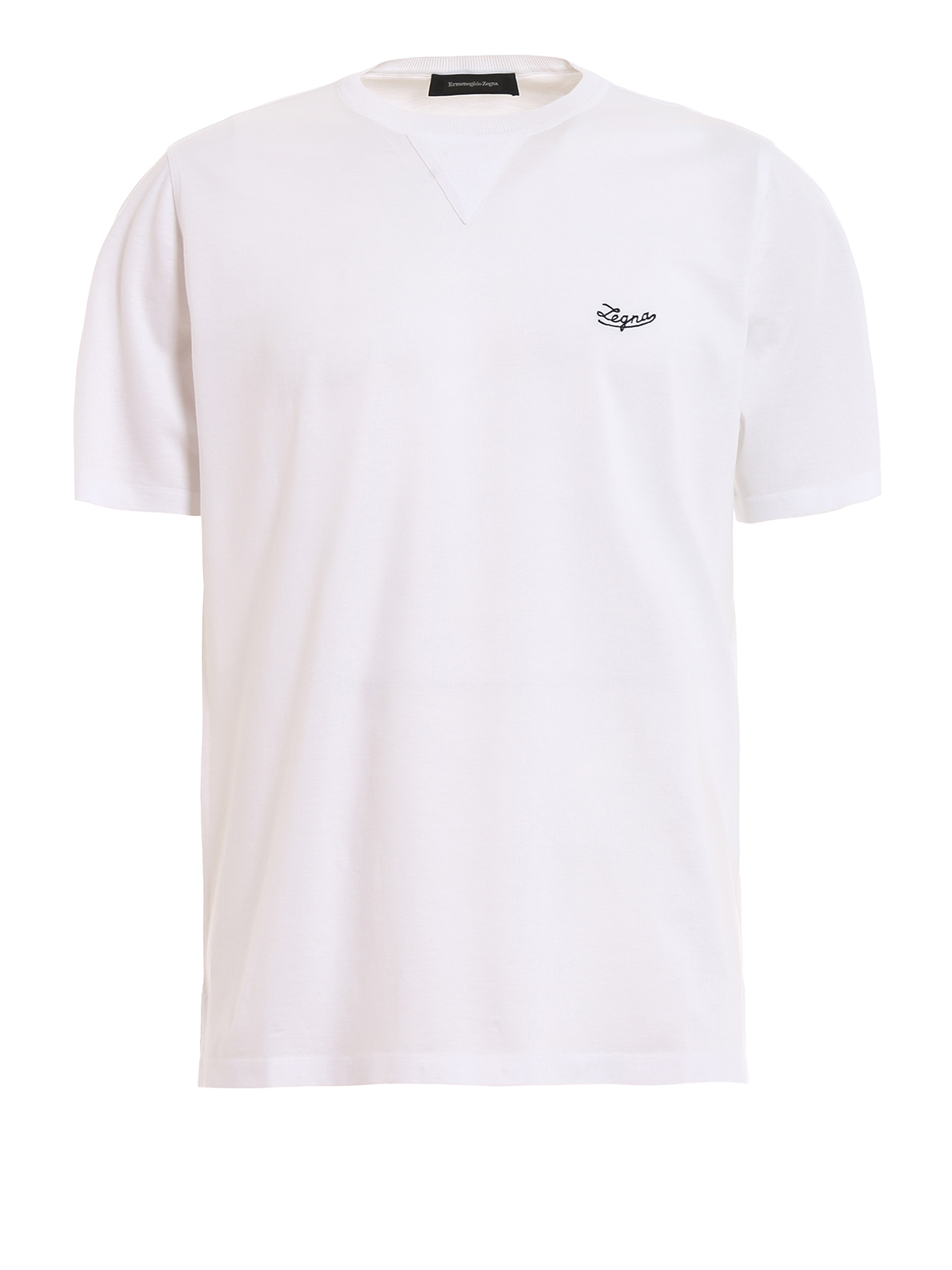 ZEGNA ホワイトロゴプリントTシャツ Ermenegildo Zegna Logo lettering white cotton T-shirt|US526706TRN00