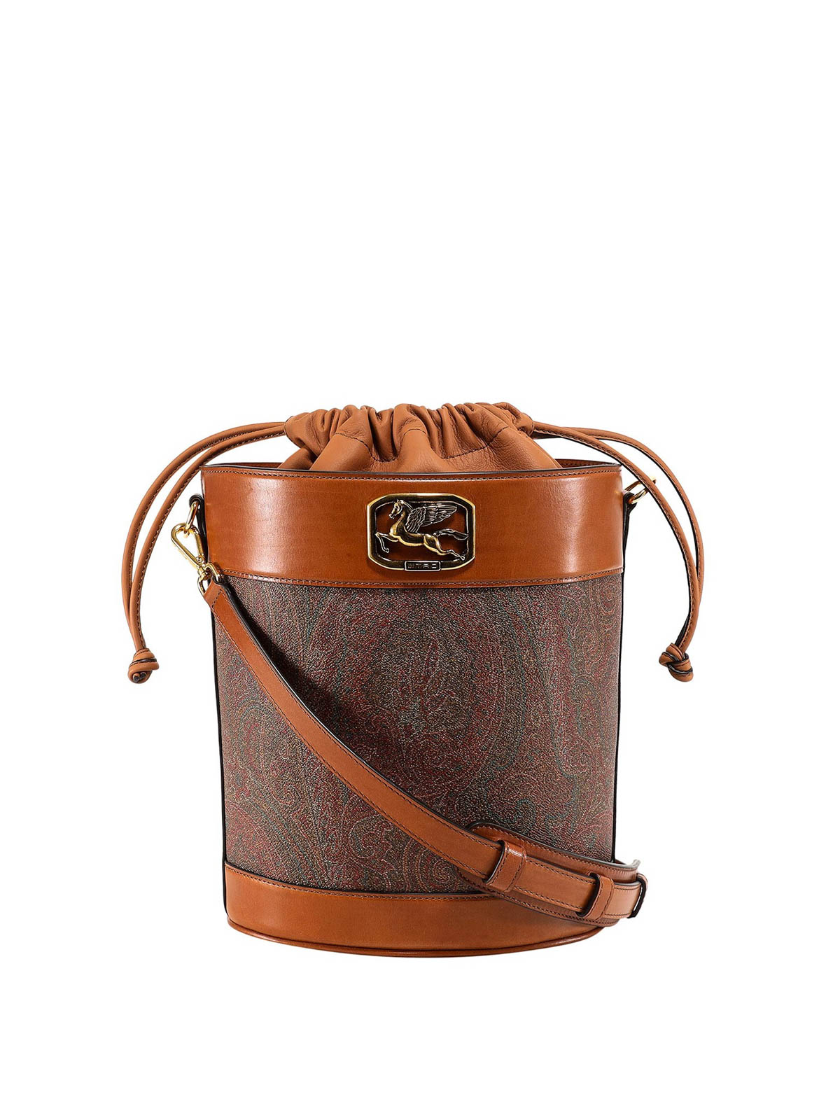 【ETRO】Logo Cotton Bucket Bag Etro Coated cotton bucket bag - Brown - Women | 1N45582390600