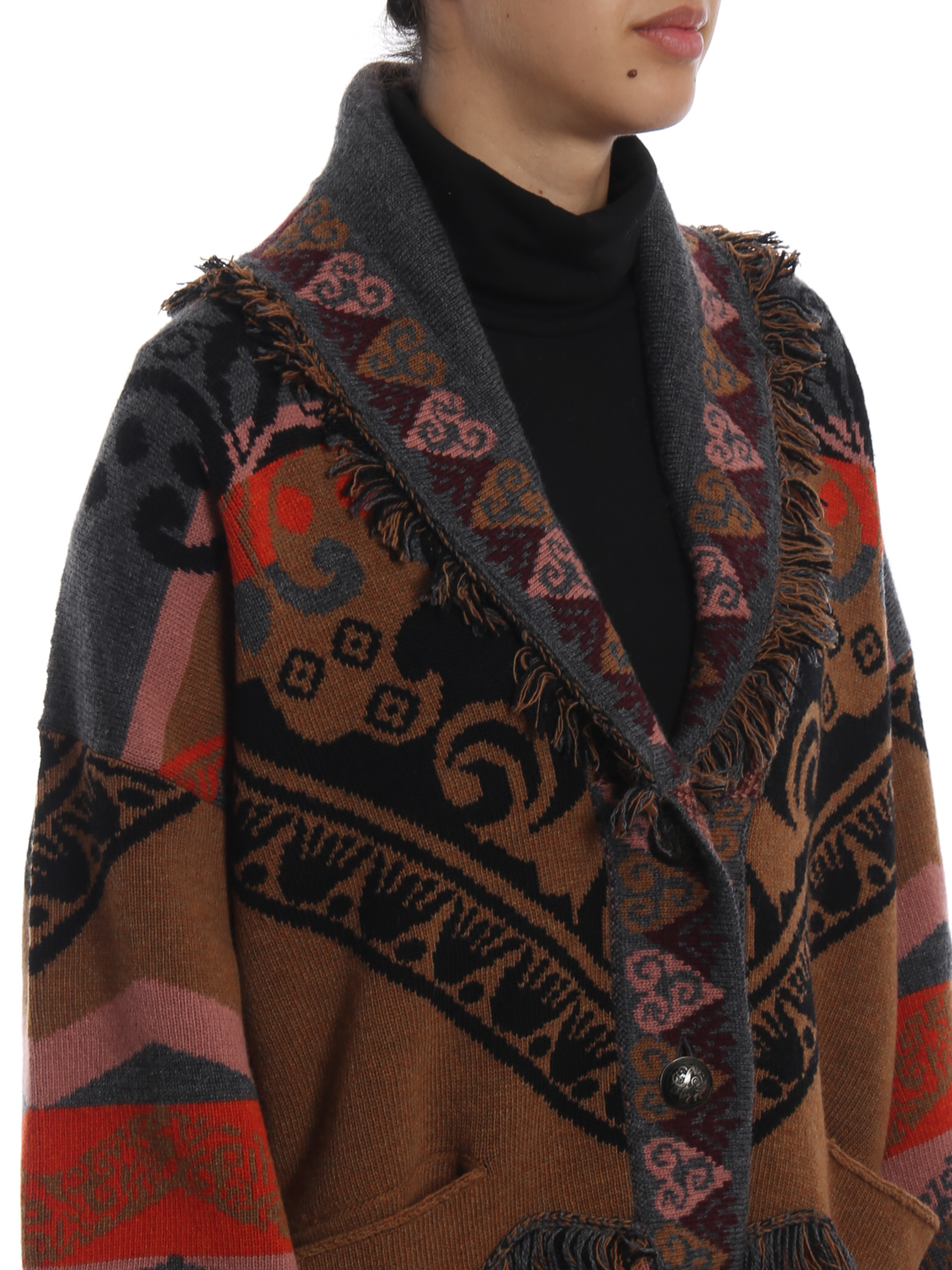 【送料&関税込】Etro Multicolor Wool Cardigan WOOL CARDIGAN WITH JACQUARD MOTIF