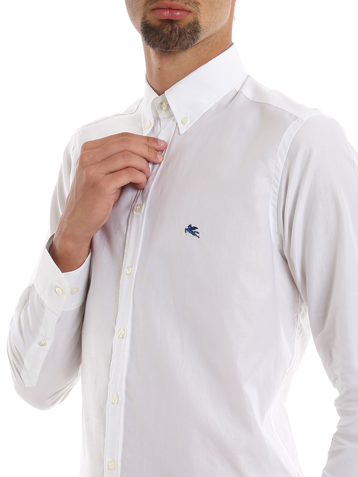 Etro Logo embroidery button-down shirt - White - Men
