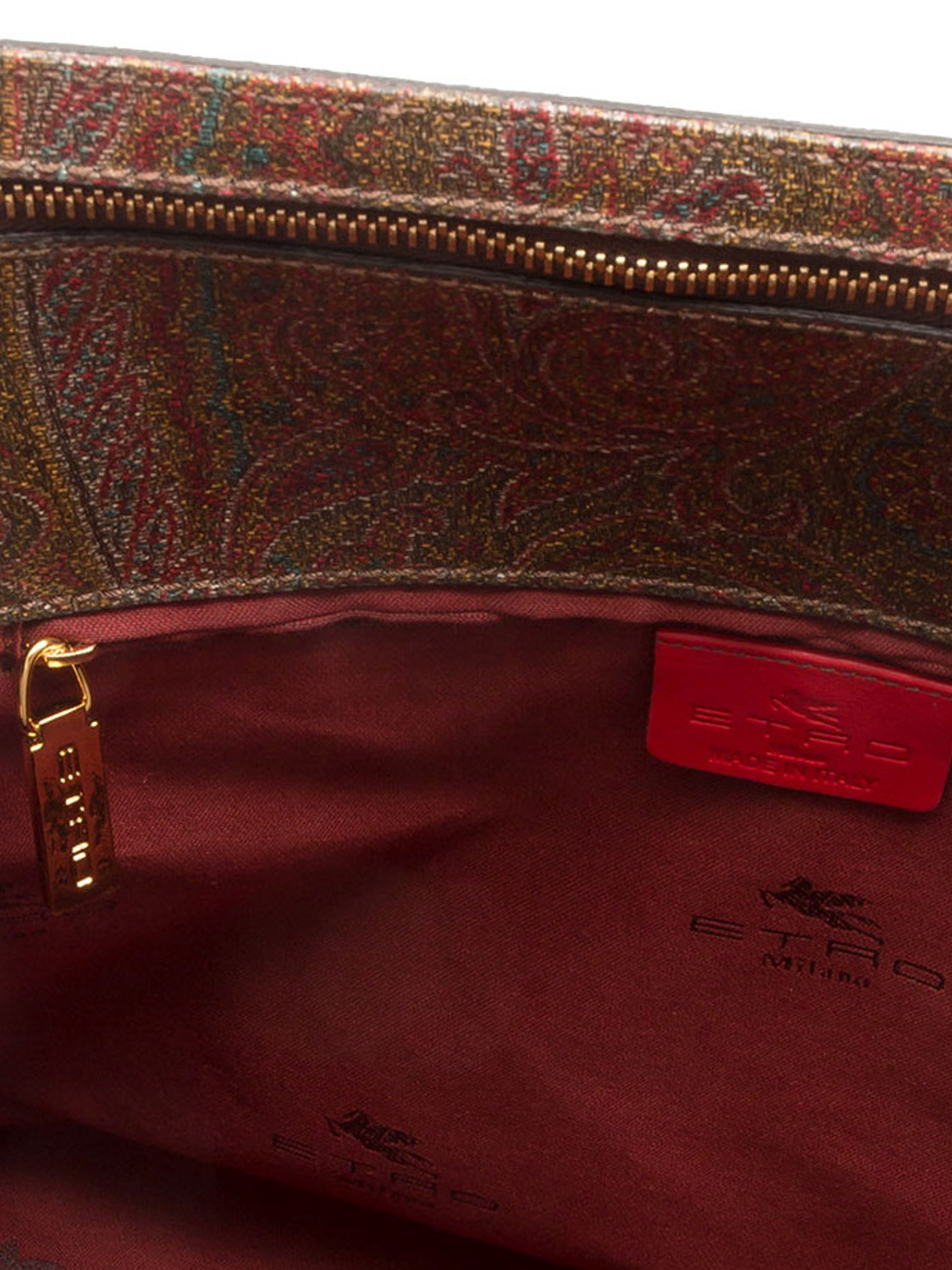 Etro Outlet: bag in cotton coated with Paisley jacquard - Red