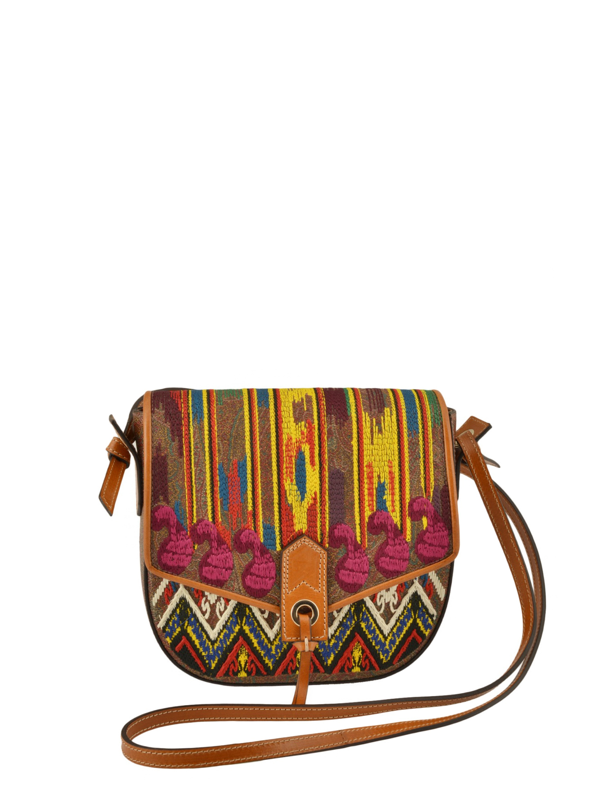 Genuine ETRO paisley tribal flap signature leather shoulder bag crossbody