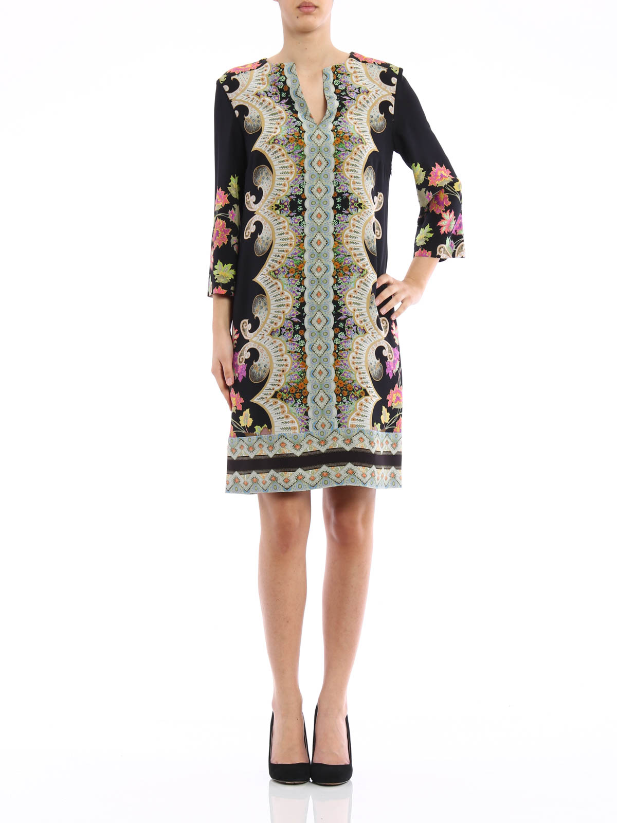 Etro Silk tunic dress floral pattern