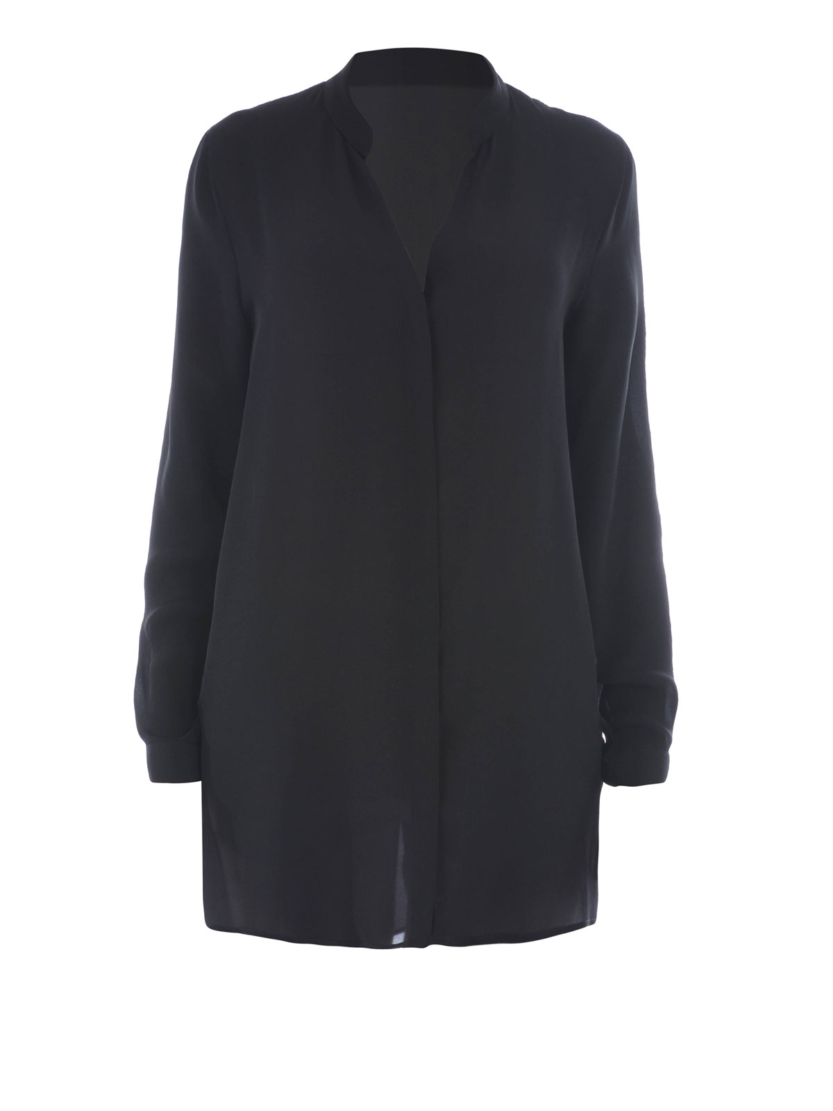 Etro Silk chiffon asymmetric long shirt - Black - Women|93357963 Etro Silk chiffon asymmetric long shirt - Black - Women|93357963