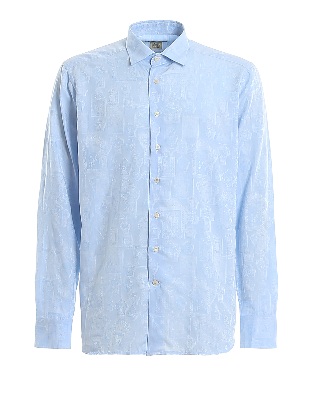 ETRO カフス　フクロウ Etro Skull and skeleton jacquard shirt - Light Blue