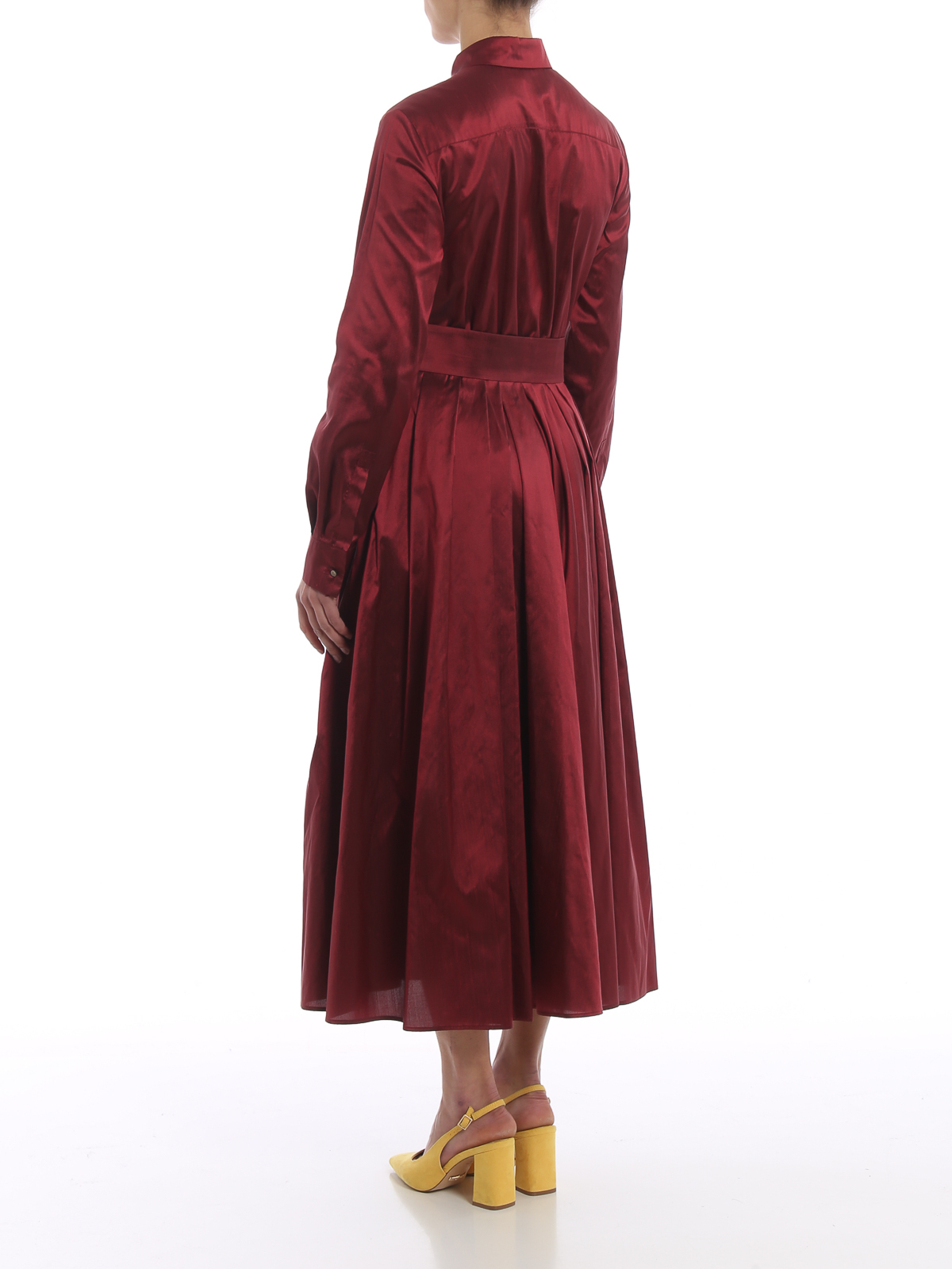 ワンピース MAX MARA PRINTED SILK MANNA SHIRT DRESS Max Mara Shirt dress MANNA in silk with ruffles in white/ cognac