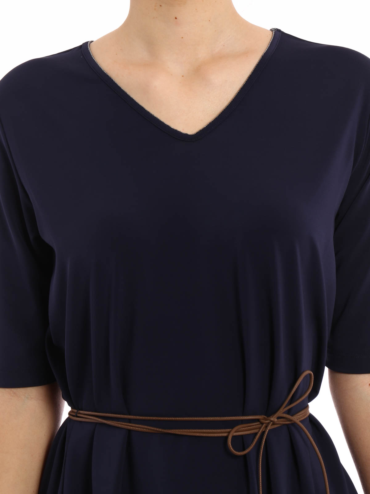 Tシャツ・カットソー FABIANA FILIPPI Women Tunic Tops TPD275F595D8355146 BLUE Fabiana Filippi V neck light jersey tunic - Blue