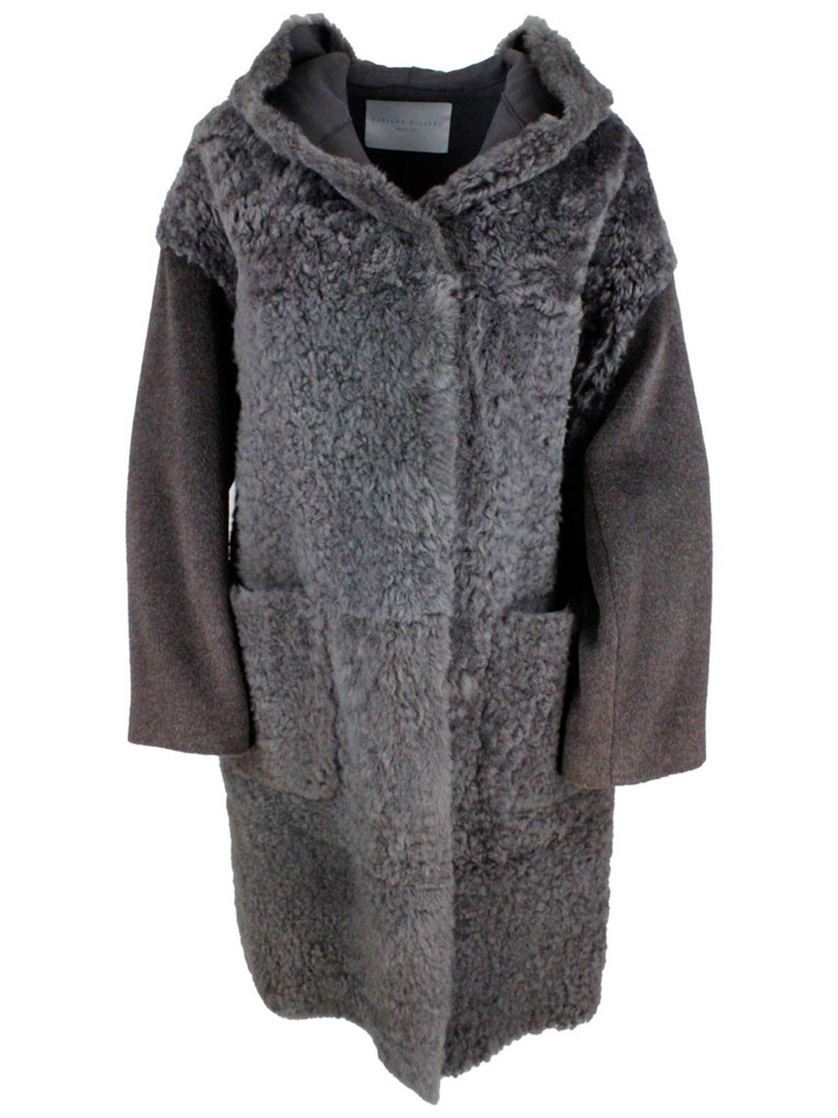Fabiana Filippi Sheepskin coat in Agate brown color|PLD220W278C5421217