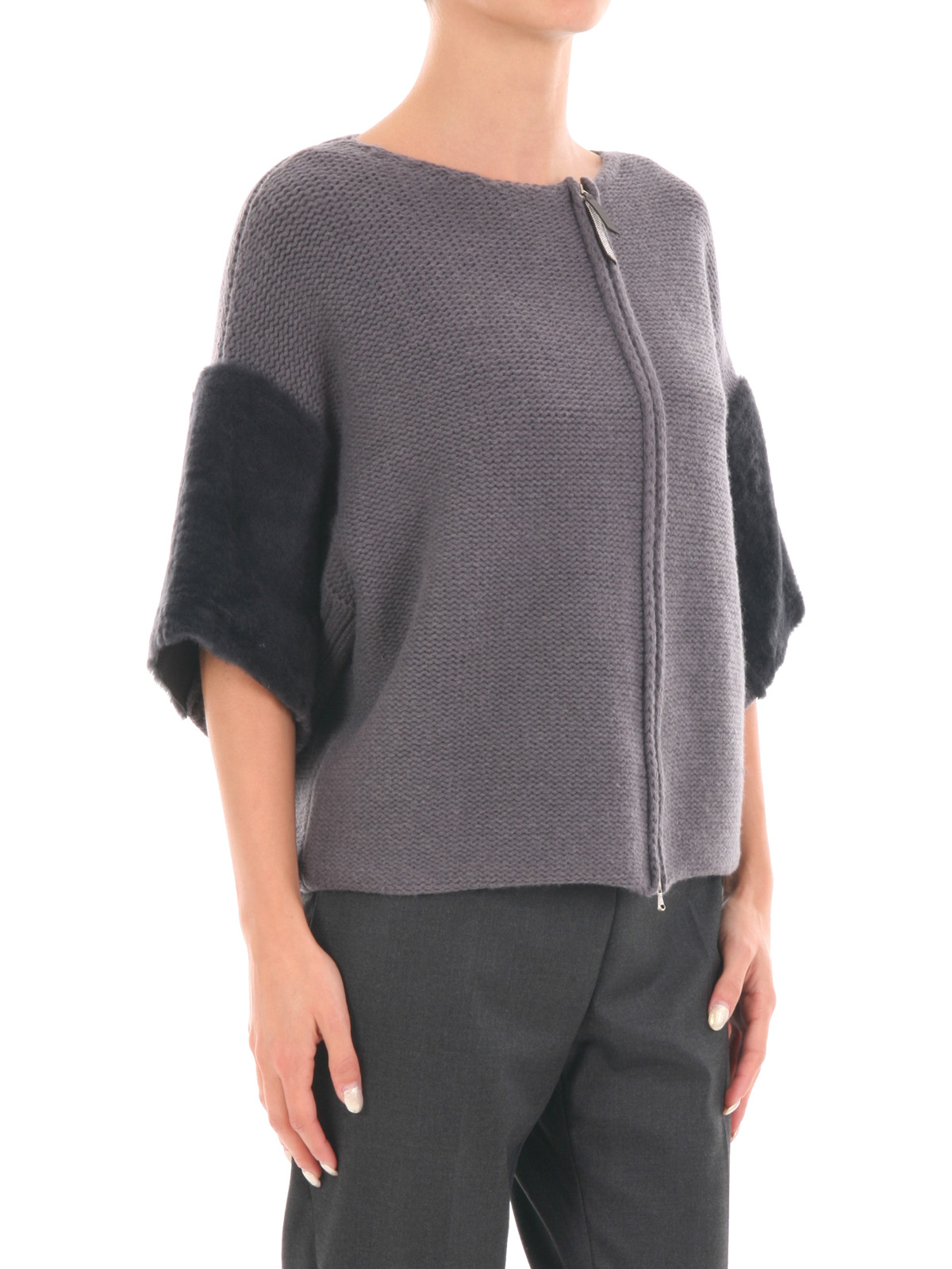 Fabiana Filippi Short Jacket In Wool Blend Knit With Kimono Sleeve