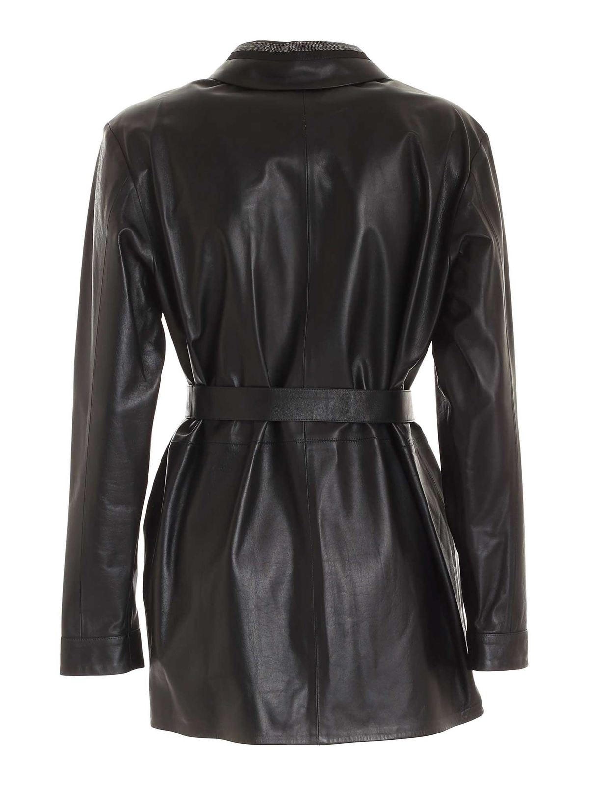 Shop Fabiana Filippi Leather Jacket In Black In Negro