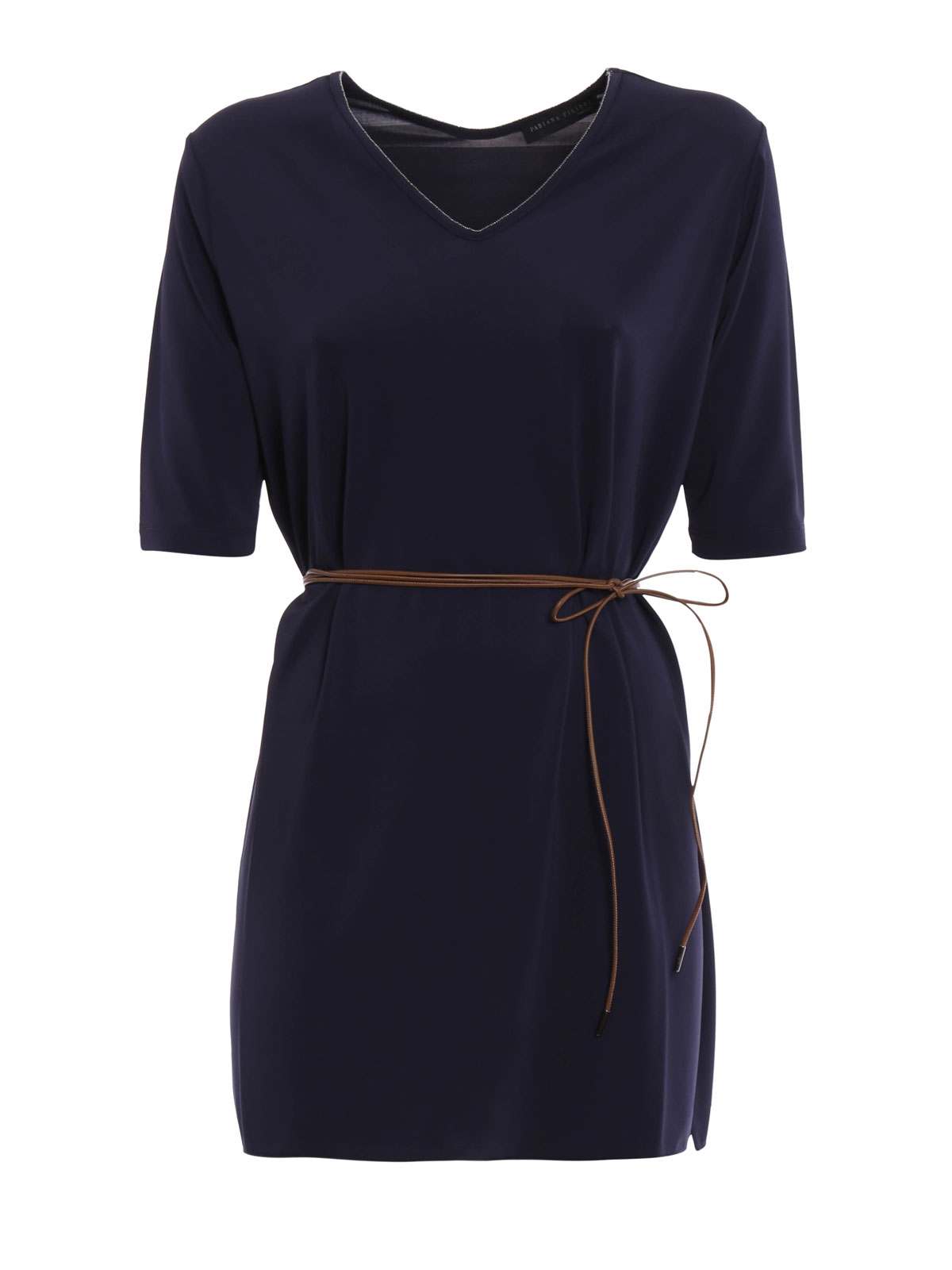 Fabiana Filippi V neck light jersey tunic - Blue