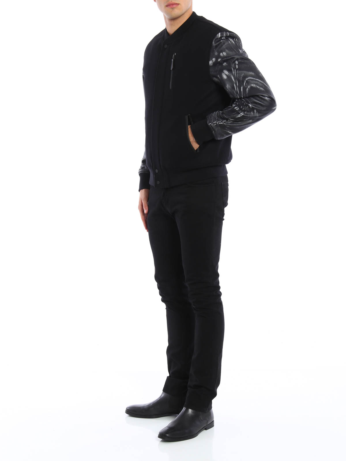 Marcelo Burlon County Of Milan Fagnano leather and wool bomber