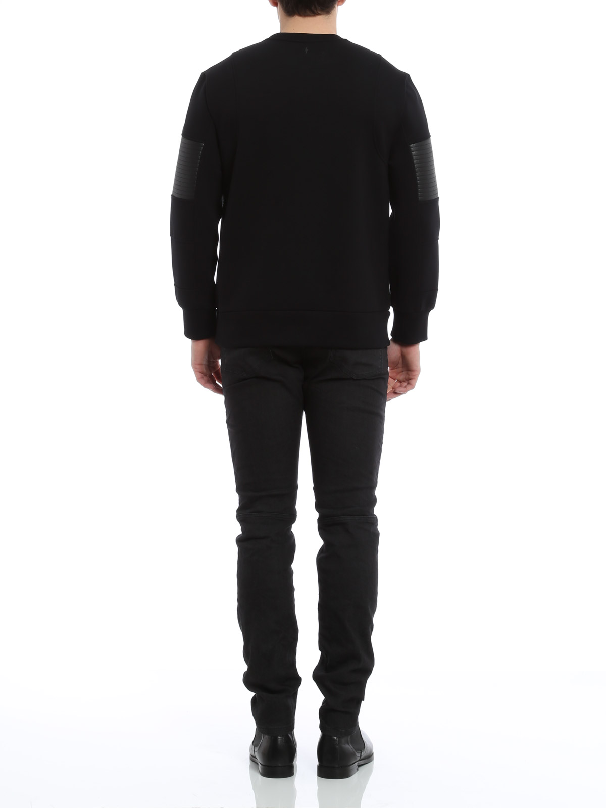 Neil Barrett Faux leather inserts sweatshirt - Men|PBJS51CA509C01