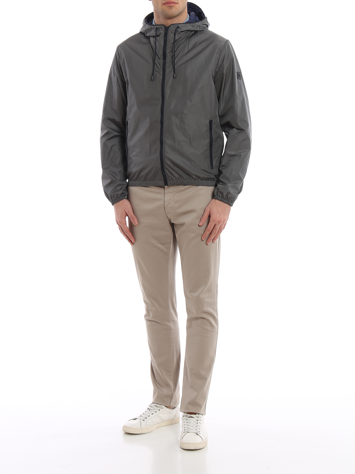 Prada Reversible Hooded Windbreaker Jacket in Gray for Men