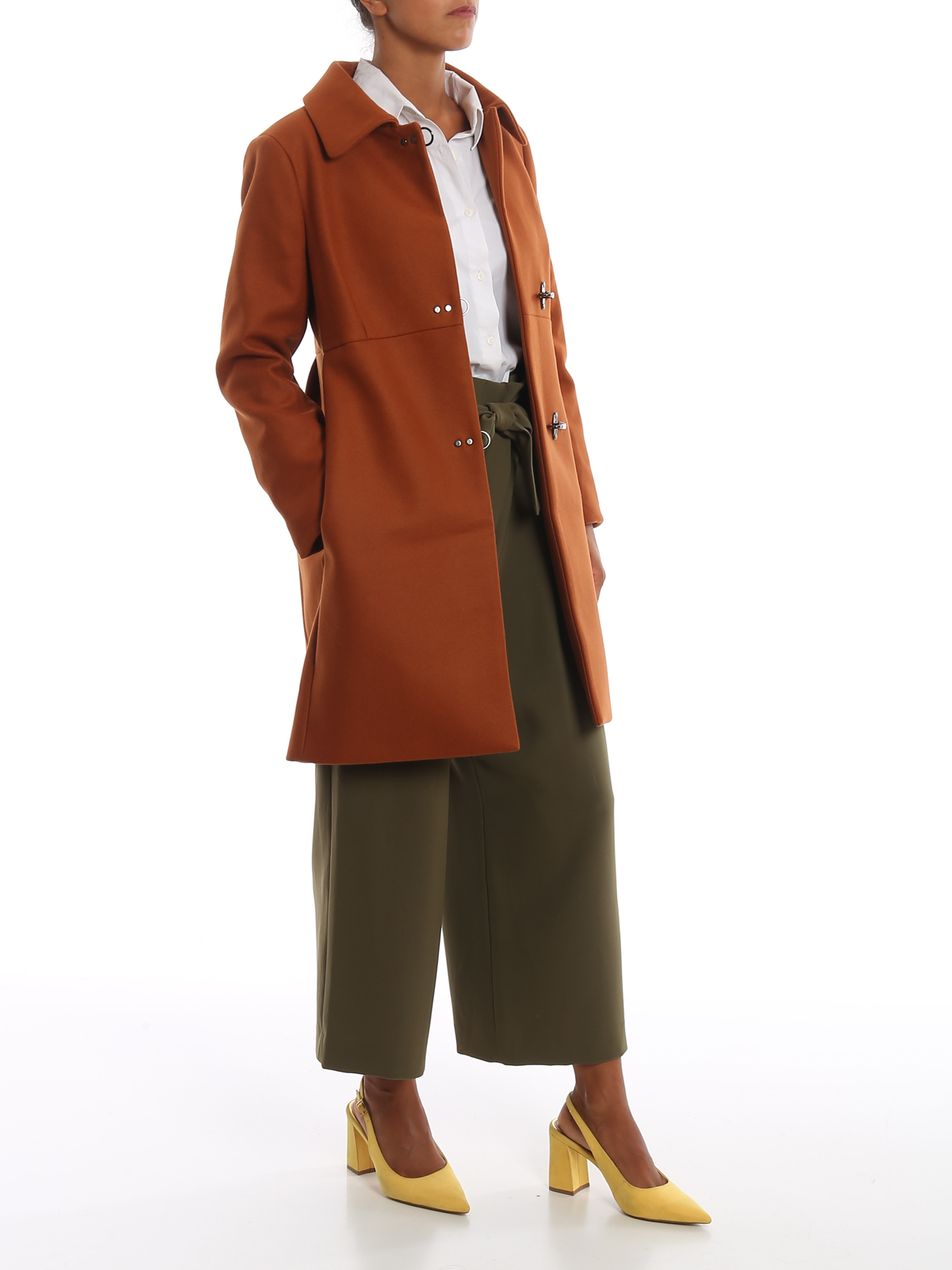ジャケット Fay SS23 THREE-HOOK JACKET (NAW12463210_UXOC002) Fay Three-hook wool cloth coat - Dark Orange