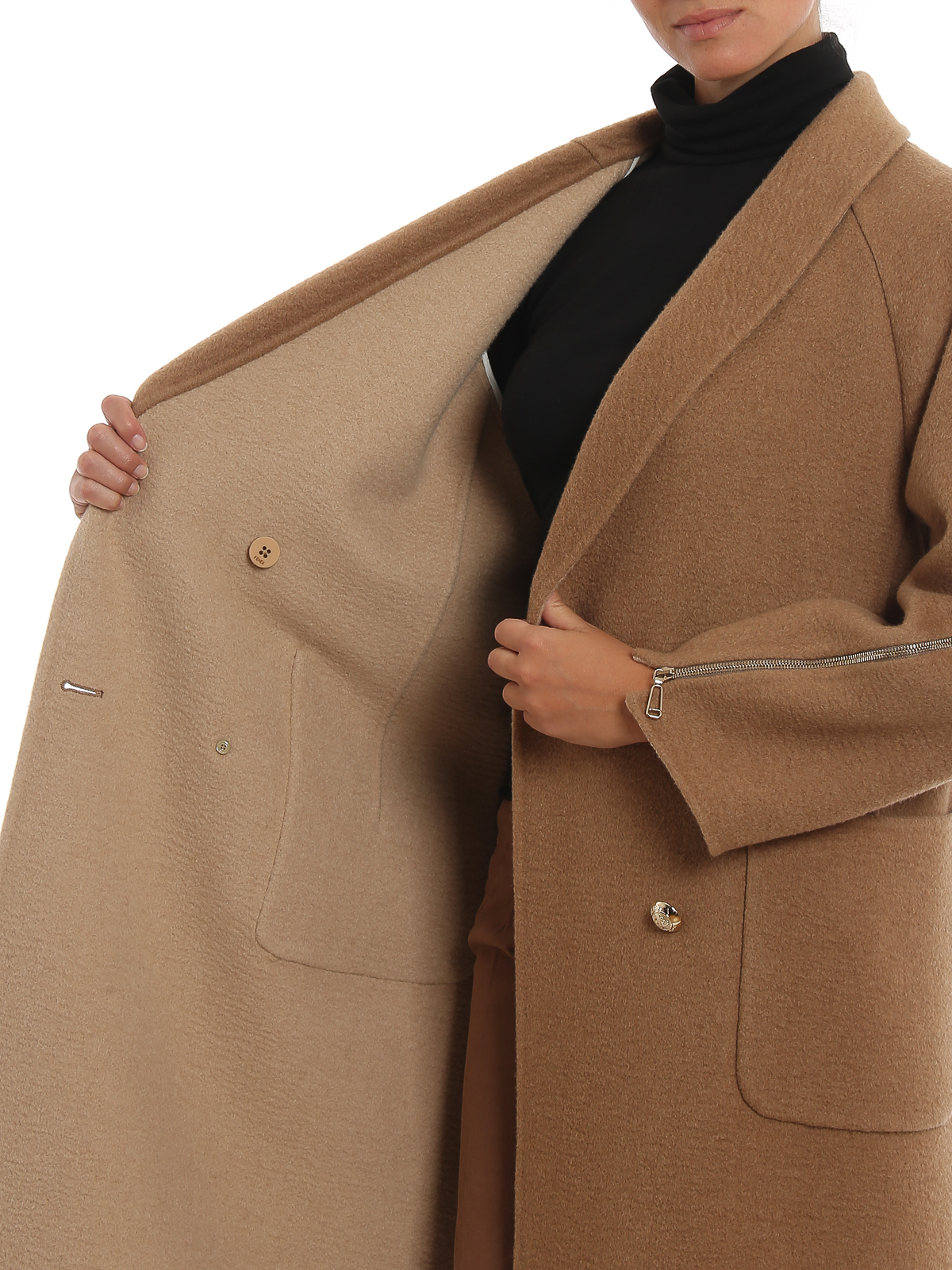 pad Genbruge Spectacle Long coats Fendi - Camel coat with zippers - FF8692A8GRF18DU