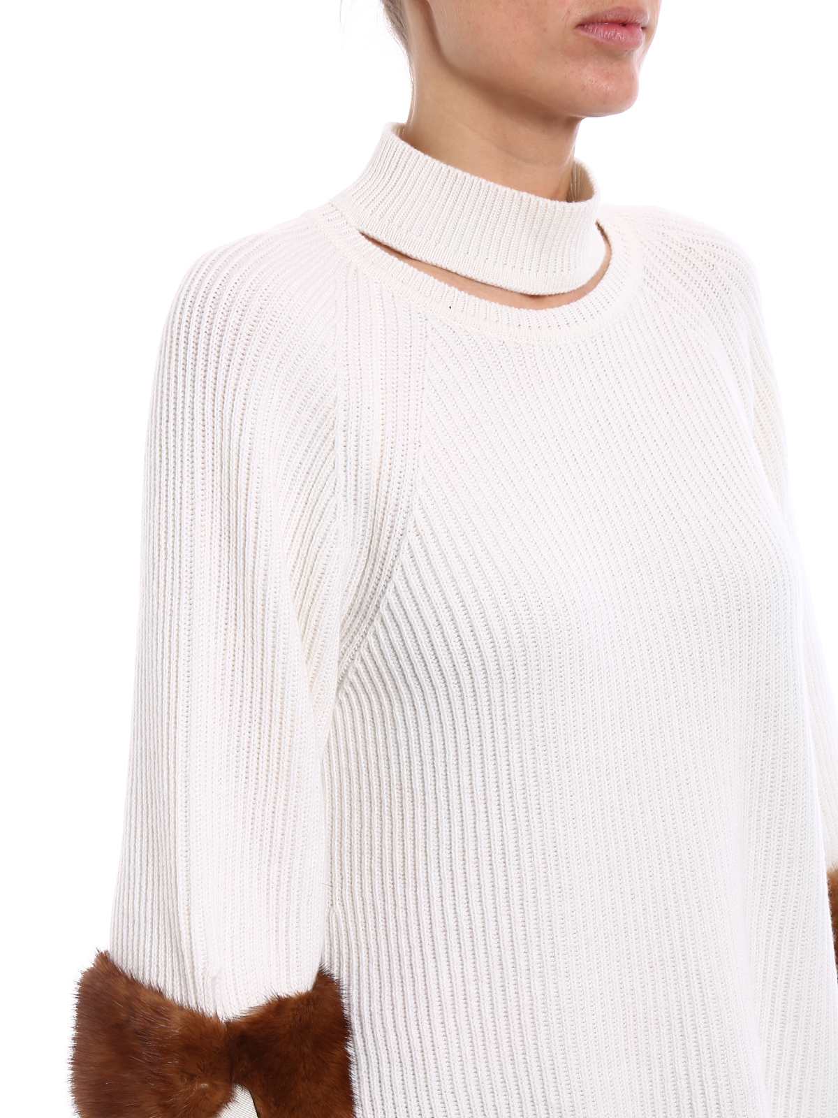 Turtlenecks & Polo necks Fendi - Mink fur cuff cashmere sweater -  FZY545A1DEZNM
