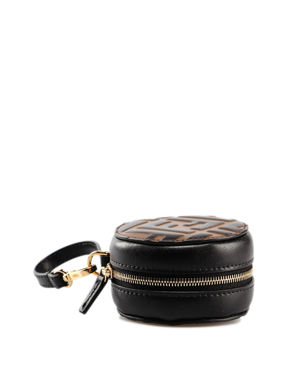 Fendi Nano Baguette Charm Bag With Chain Brown/ Cream GHW