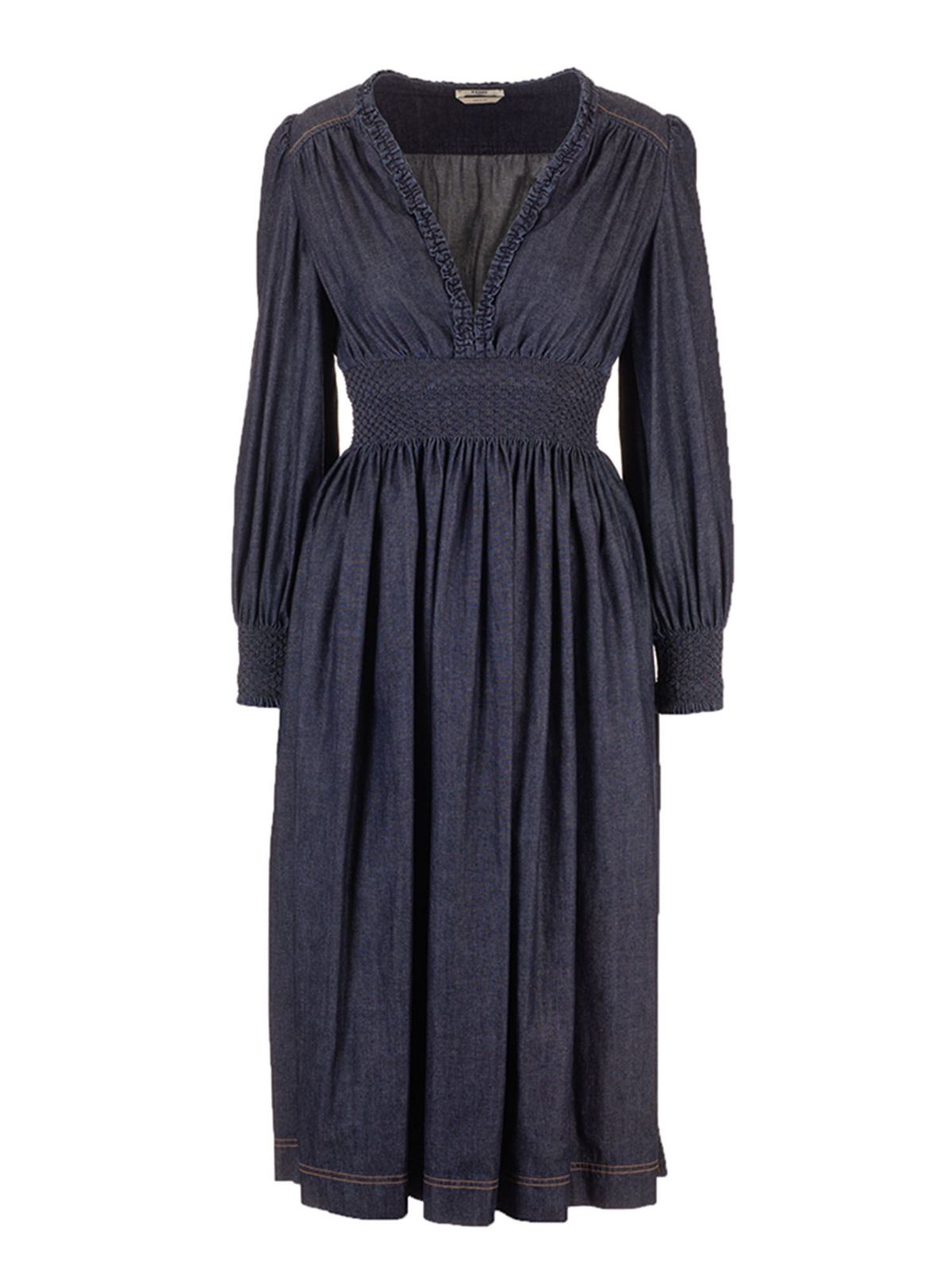Fendi Chambray midi dress in blue - Blue - Women|FLD528AC5JF1BGW