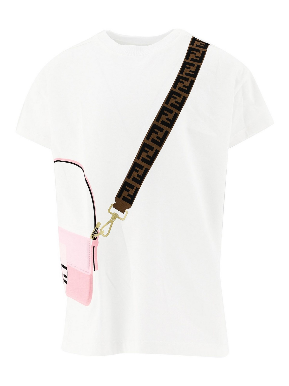 Fendi Jr Bag print cotton T-shirt - White - Girls