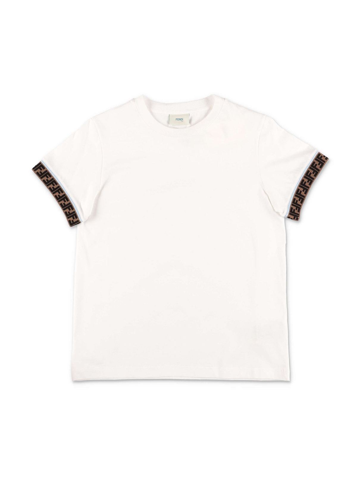 Fendi Jr Kids' White T-shirt With Logo Details
