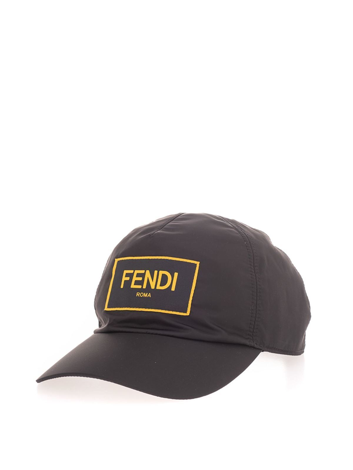 Hats caps Fendi Contrasting logo cap in black FXQ768AE3IF0QA1