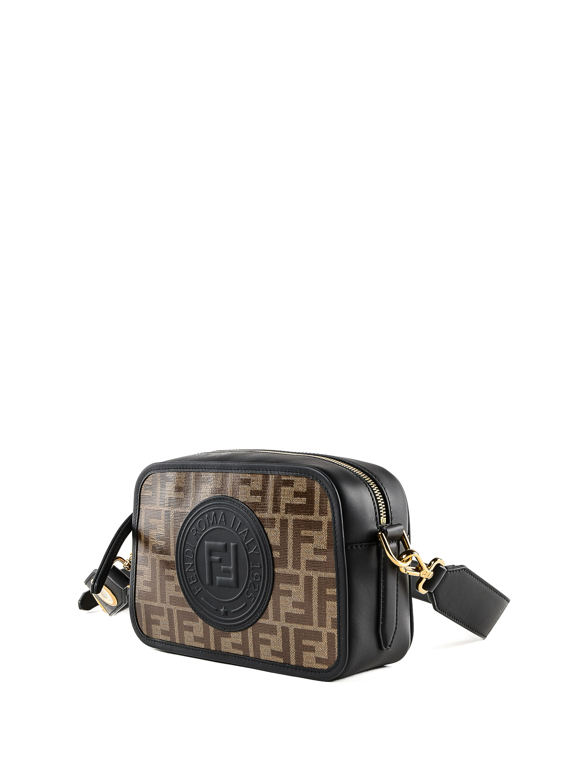 Fendi Camera Case Embossed FF Mini Brown/Black in Calf Leather with  Gold-tone - US