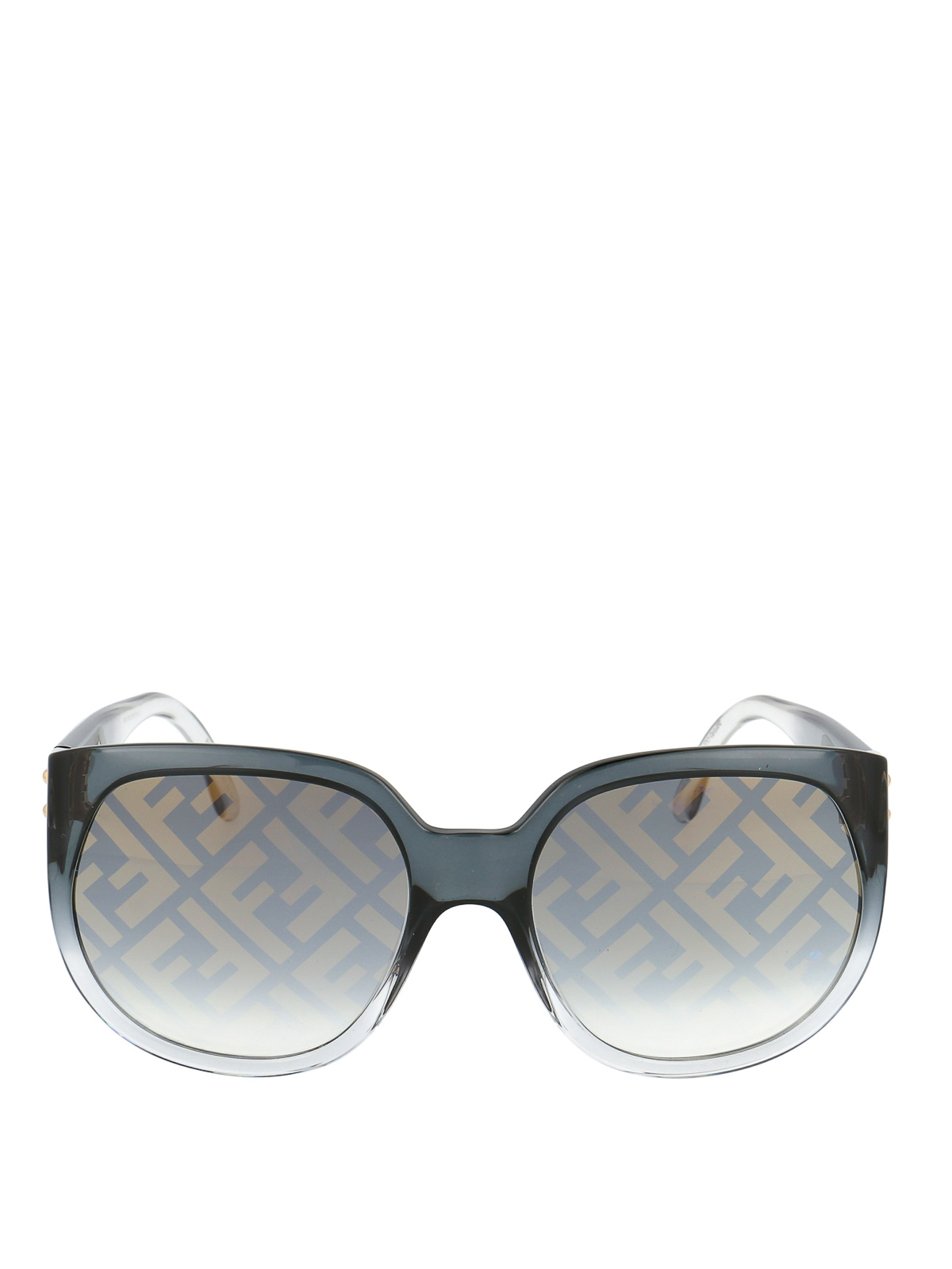 Black FF-print D-frame acetate sunglases, Fendi